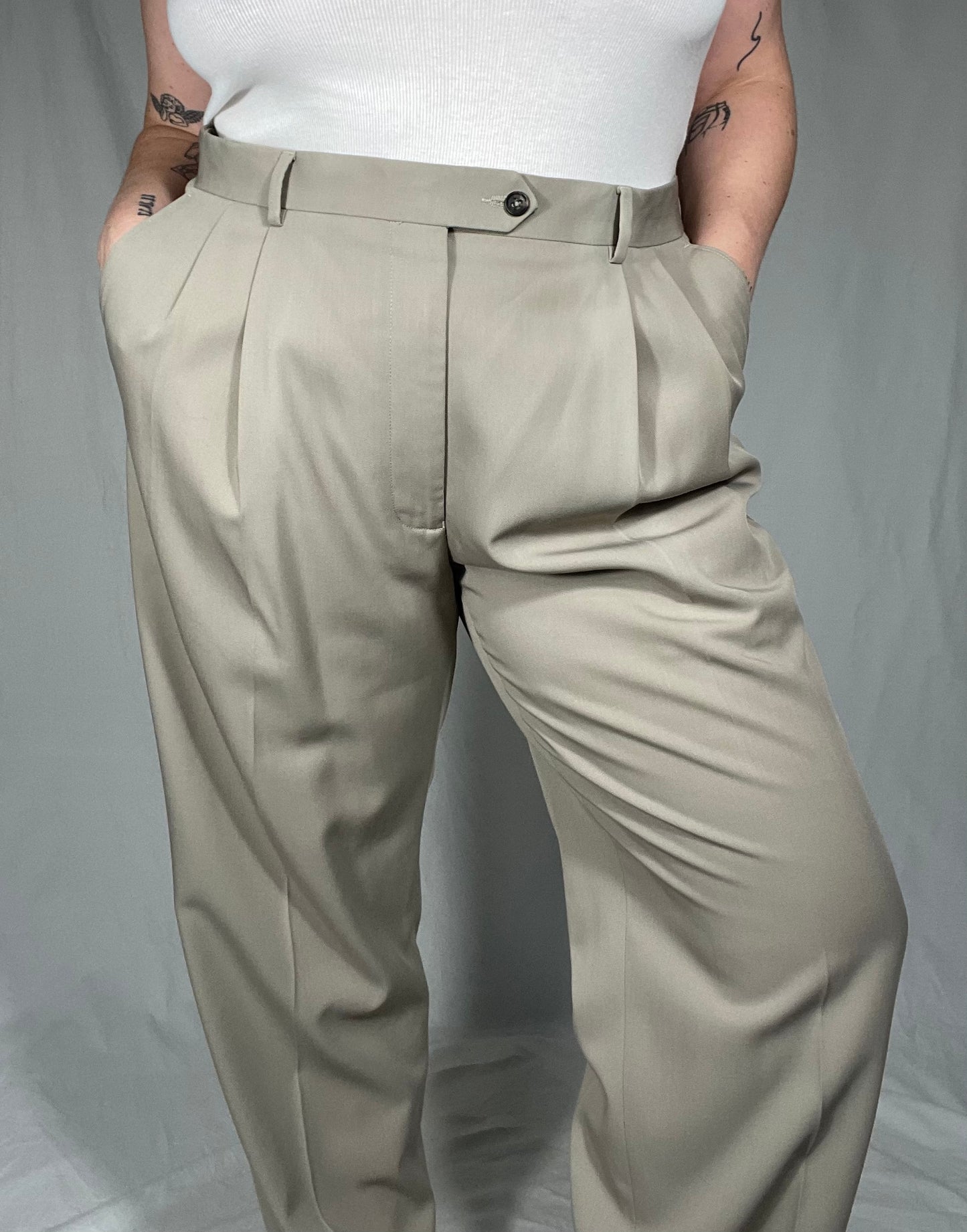 Joseph & Feiss Pleated Taupe Trouser Pant