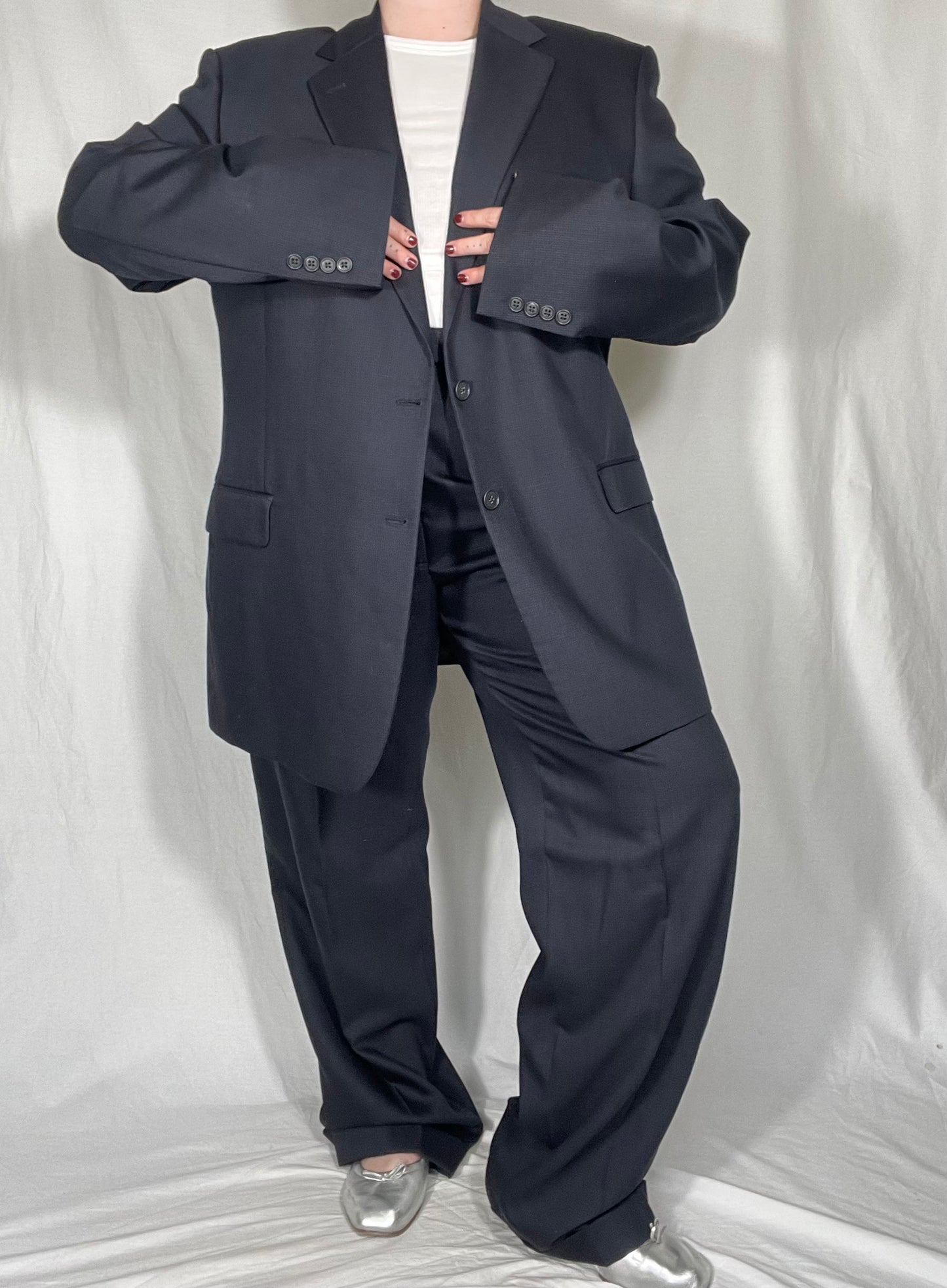 Navy “Menswear” Two Piece Suit Set