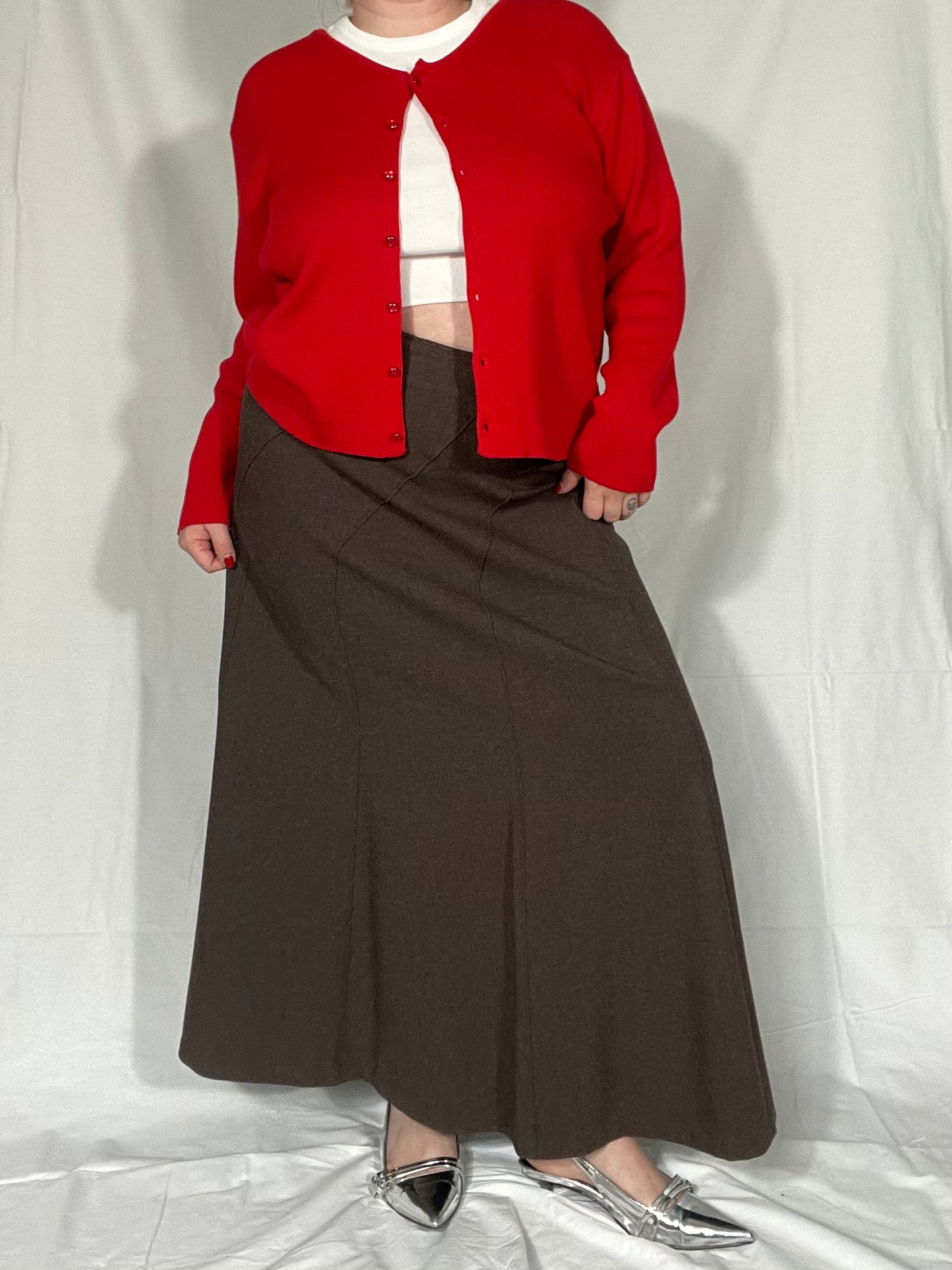 Vintage Brown Midi Skirt