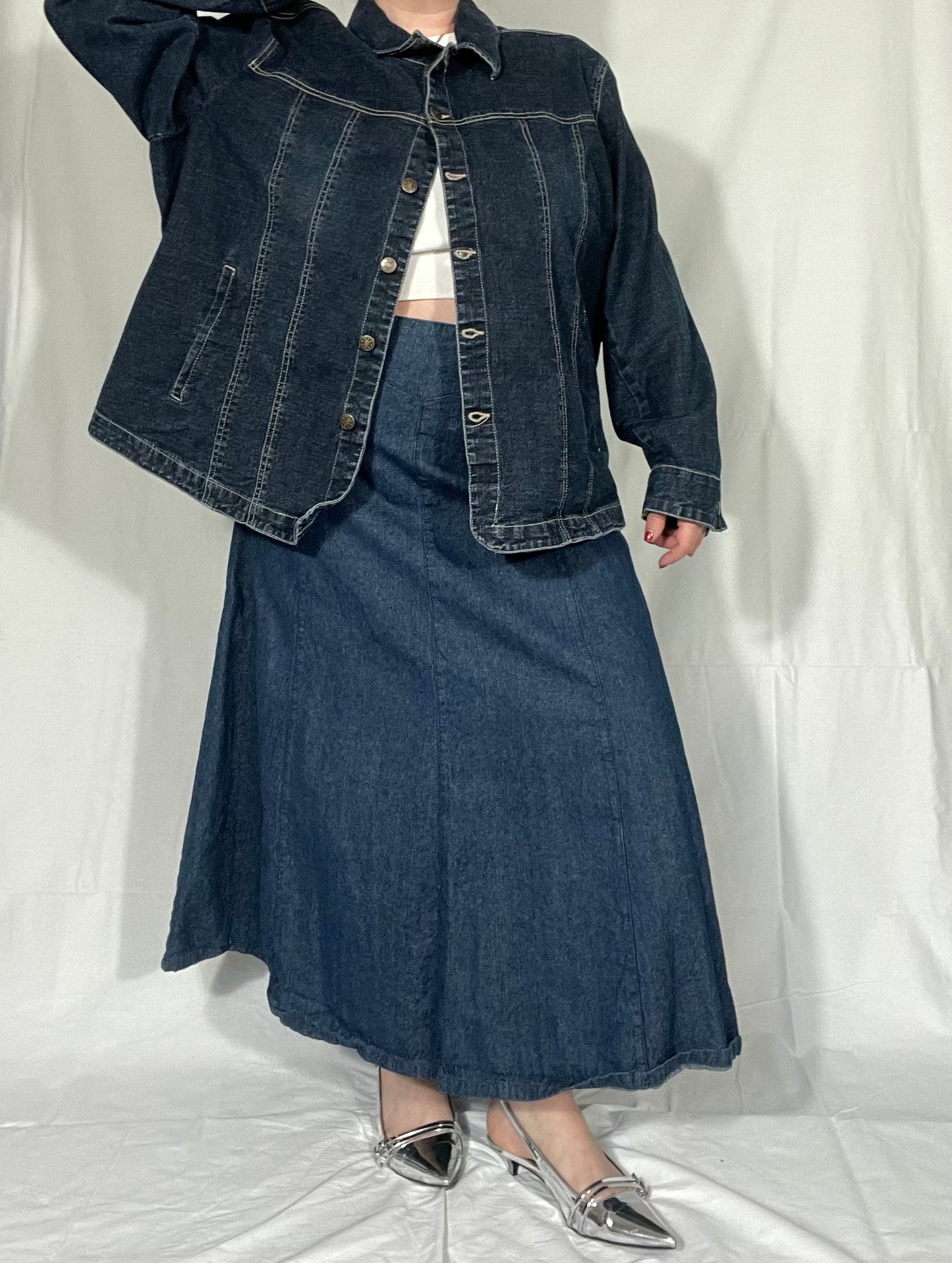 Retro Chadwicks Denim Midi Skirt