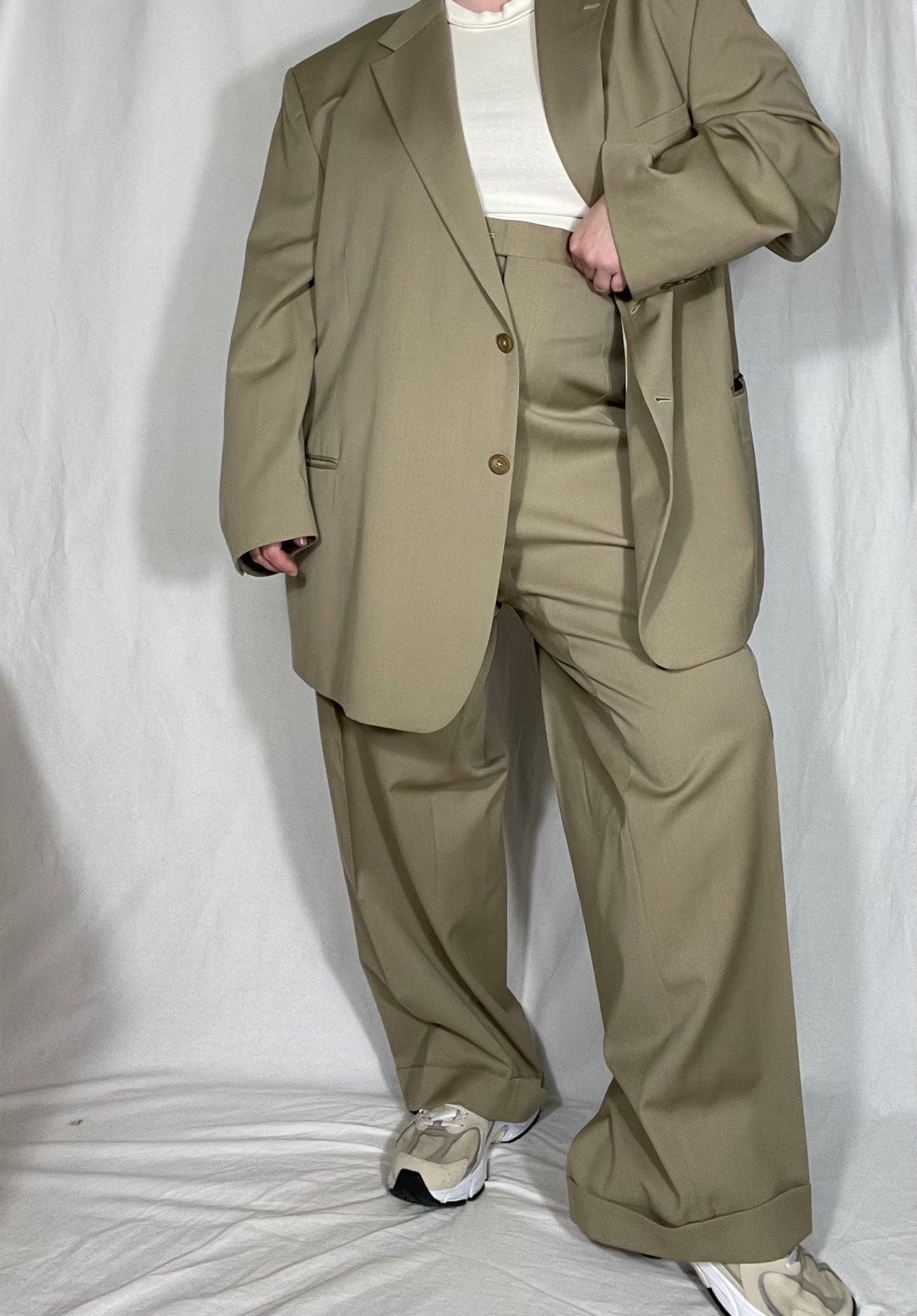 “Menswear” Tan Two Piece Suit Set