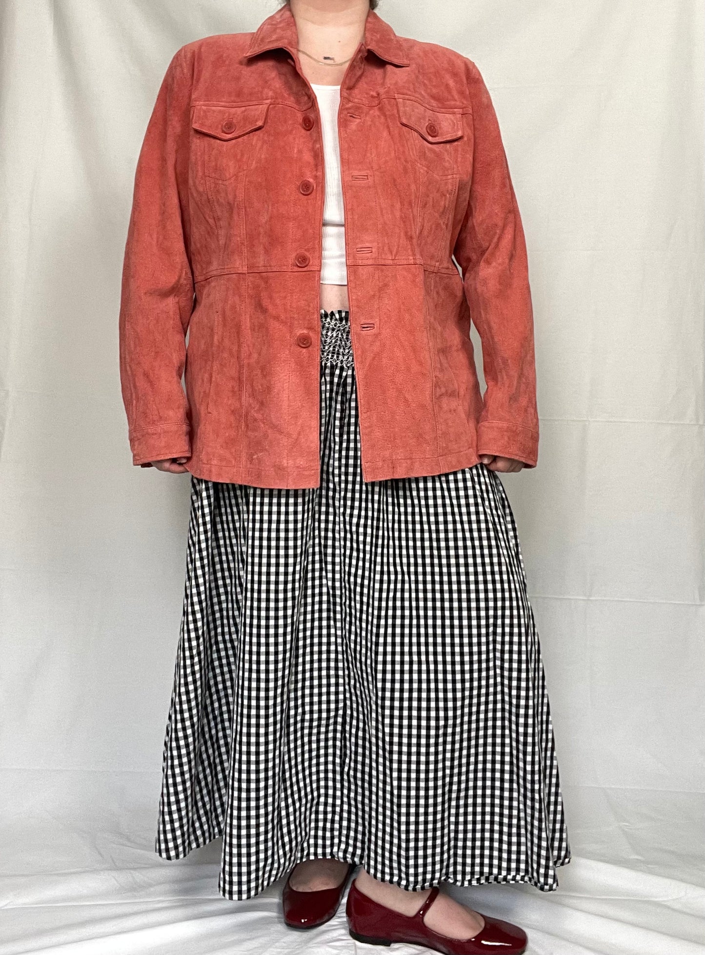 Brick Red Retro Suede Leather Jacket