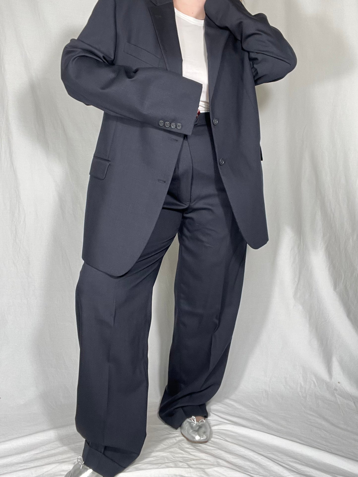 Navy “Menswear” Two Piece Suit Set