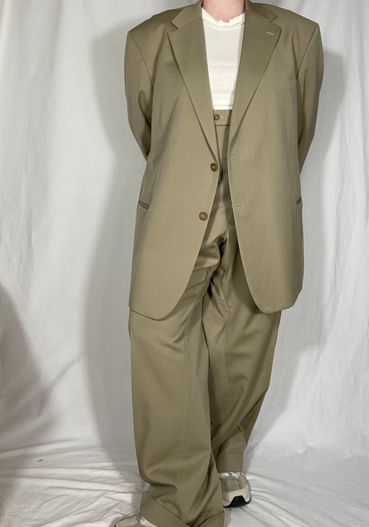 “Menswear” Tan Two Piece Suit Set