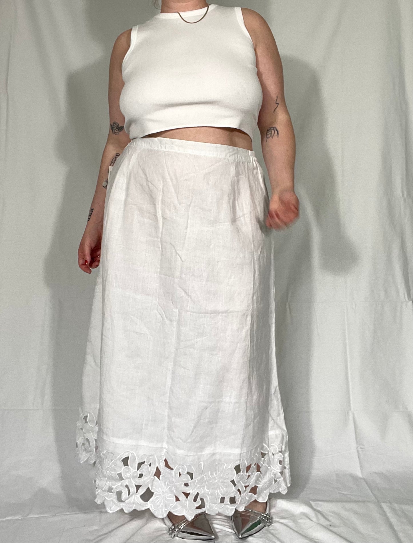 NWT Vintage Cut Out Hem Midi Skirt