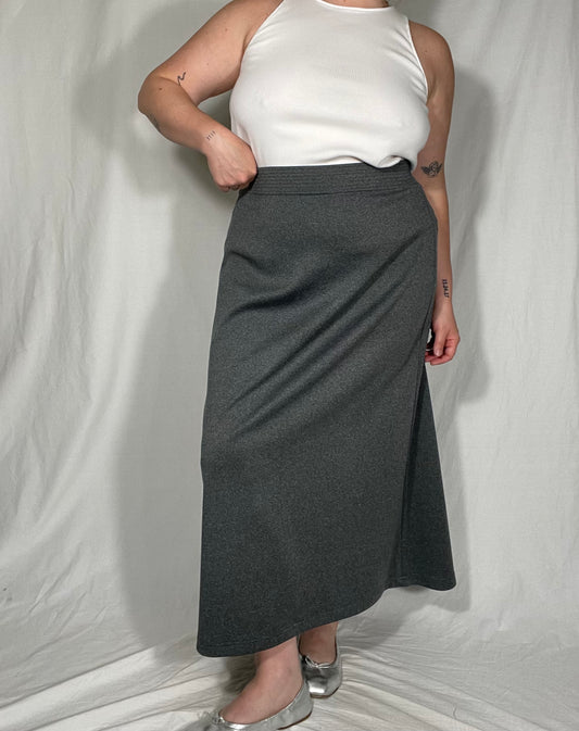 Vintage Gray Sporty Midi Skirt