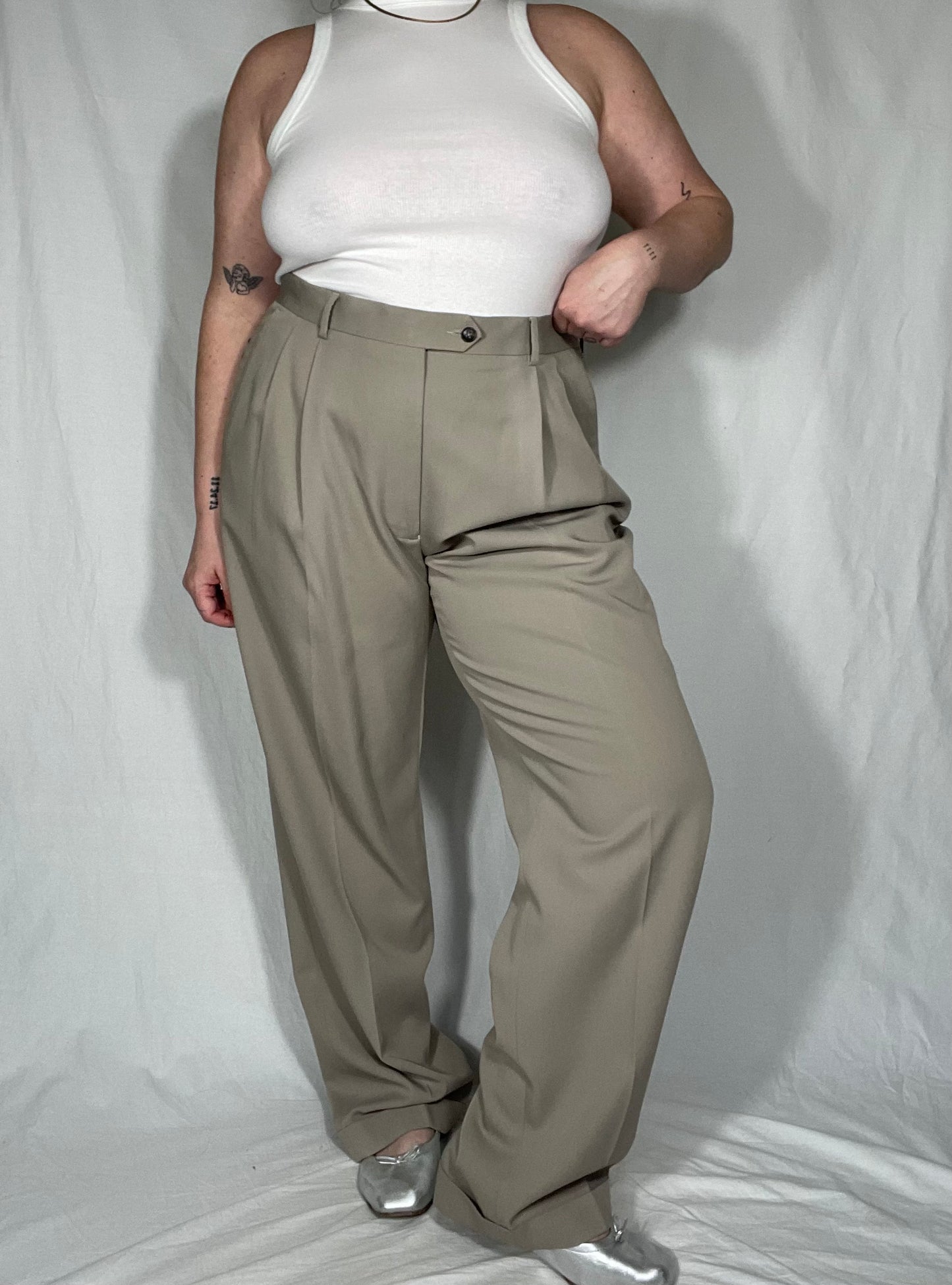 Joseph & Feiss Pleated Taupe Trouser Pant