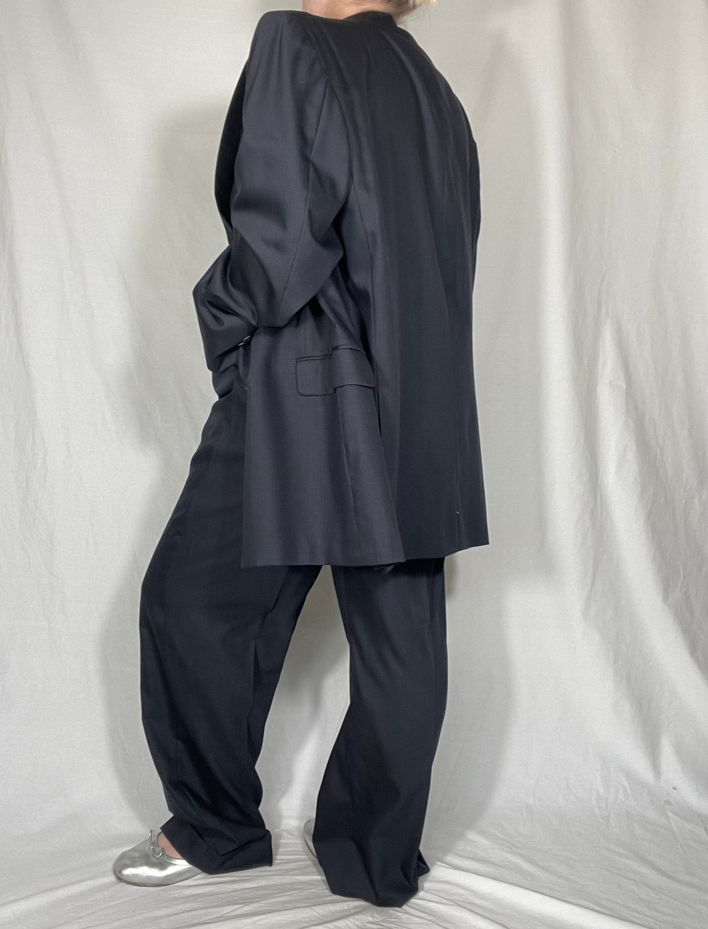 Navy “Menswear” Two Piece Suit Set