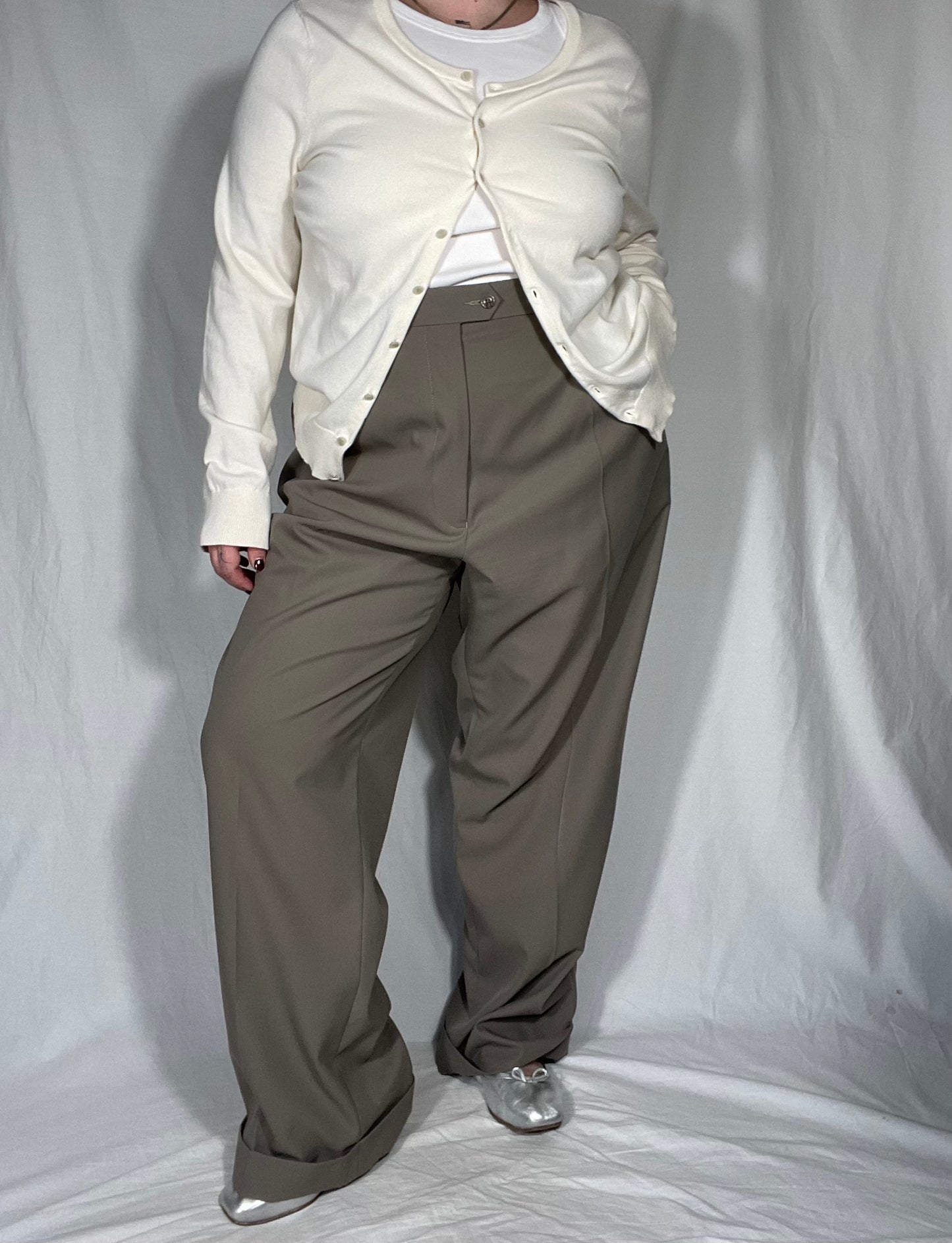 Taupe Pleated “Menswear” Trouser Pant