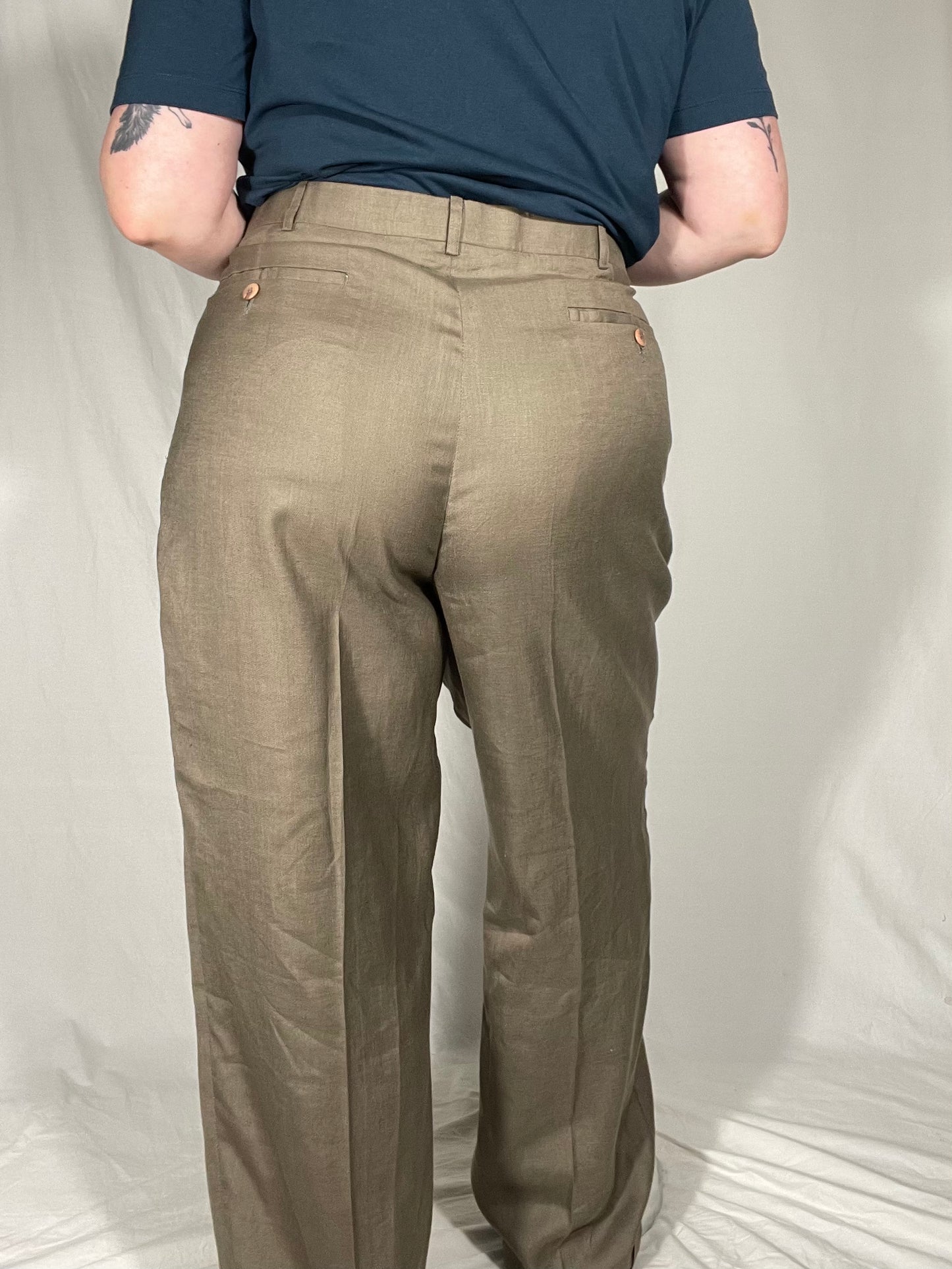 Vintage “Menswear” Linen Pleated Trouser Pant