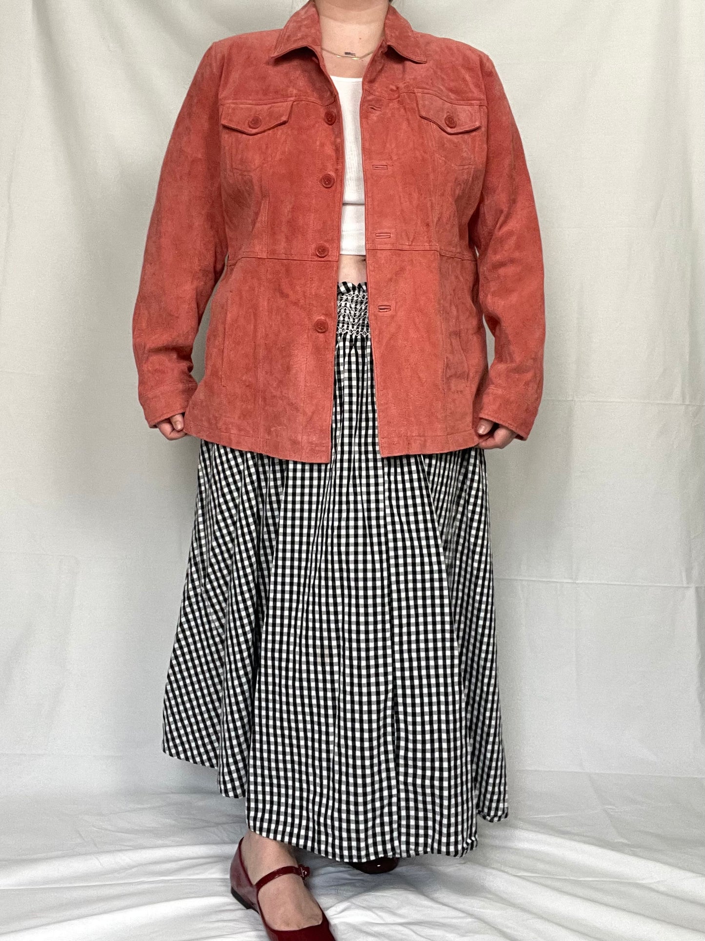 Brick Red Retro Suede Leather Jacket