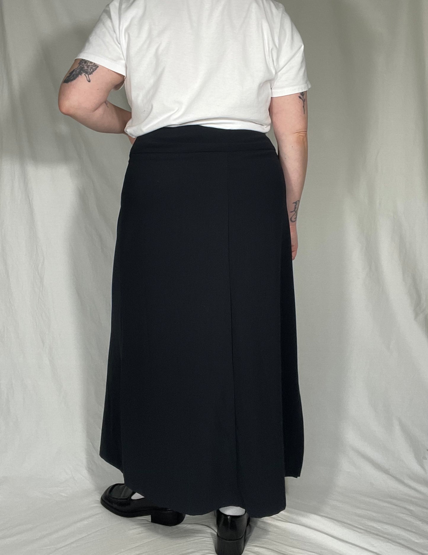 Vintage Black Midi Side Slit Skirt