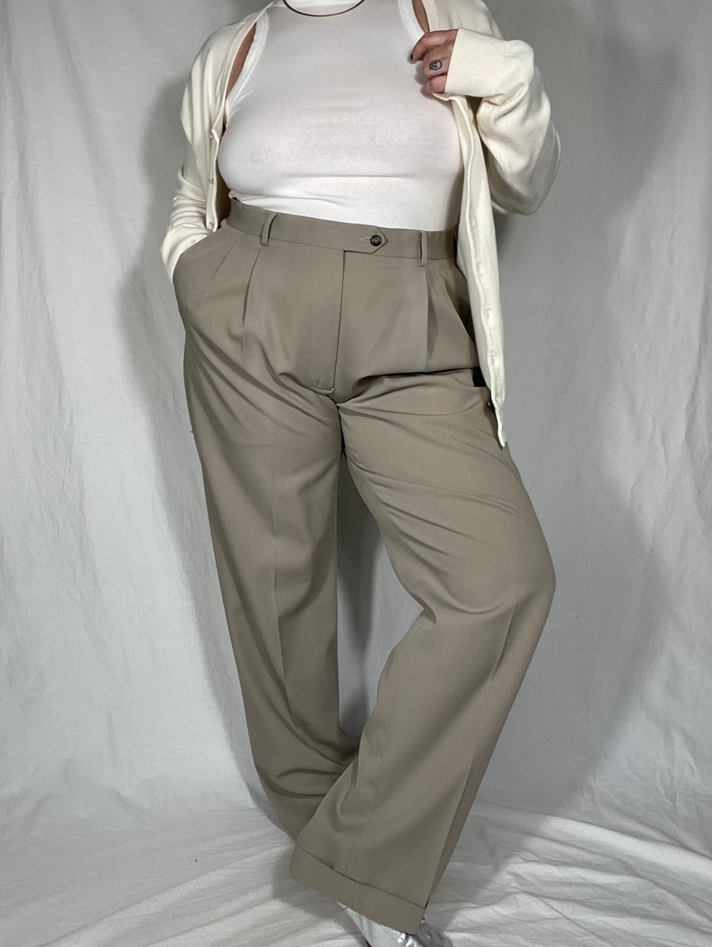 Joseph & Feiss Pleated Taupe Trouser Pant