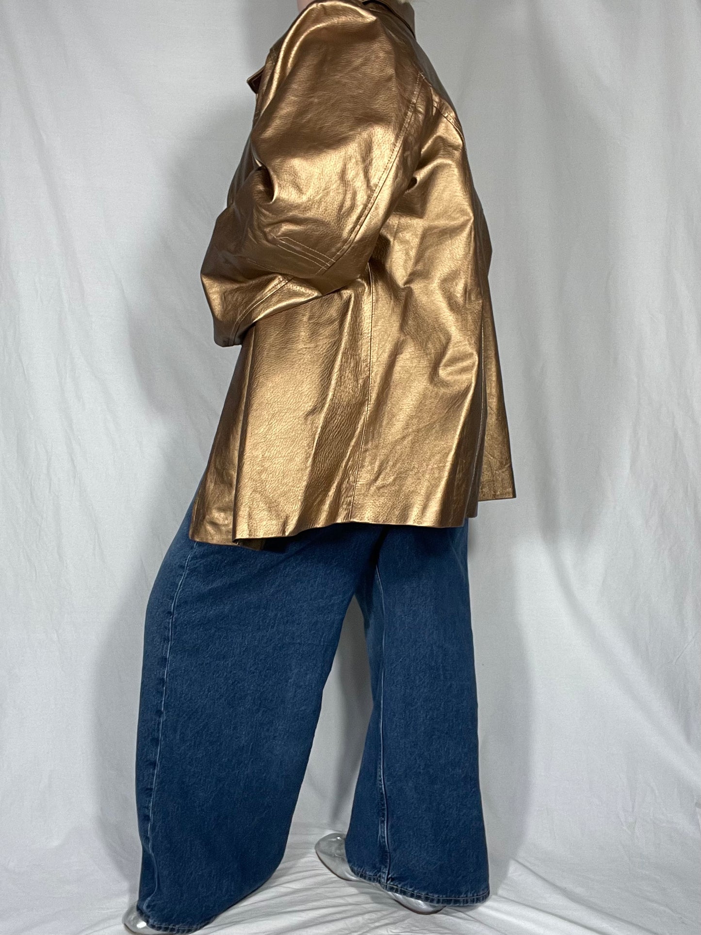 Incredible Vintage Gold Leather Zip Jacket