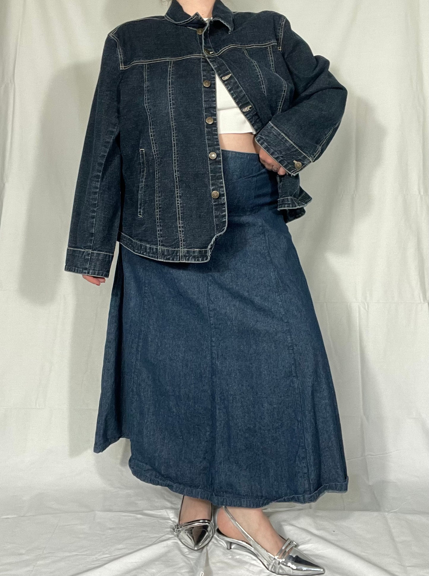 Retro Chadwicks Denim Midi Skirt