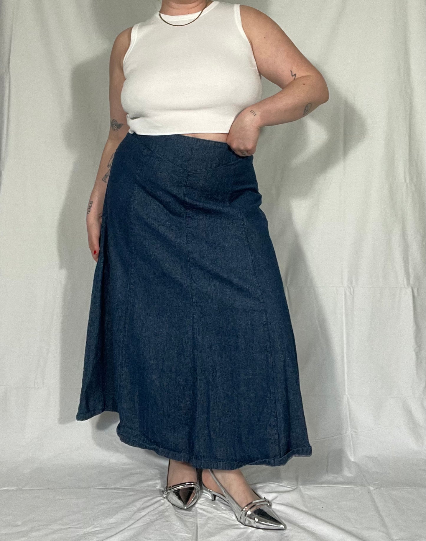 Retro Chadwicks Denim Midi Skirt