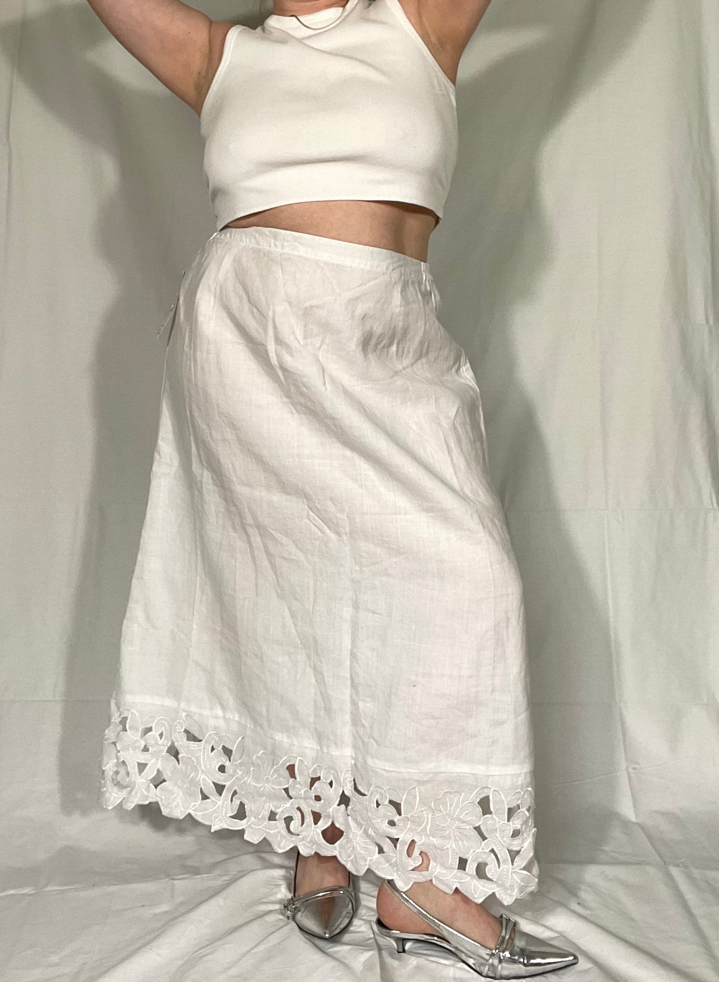 NWT Vintage Cut Out Hem Midi Skirt