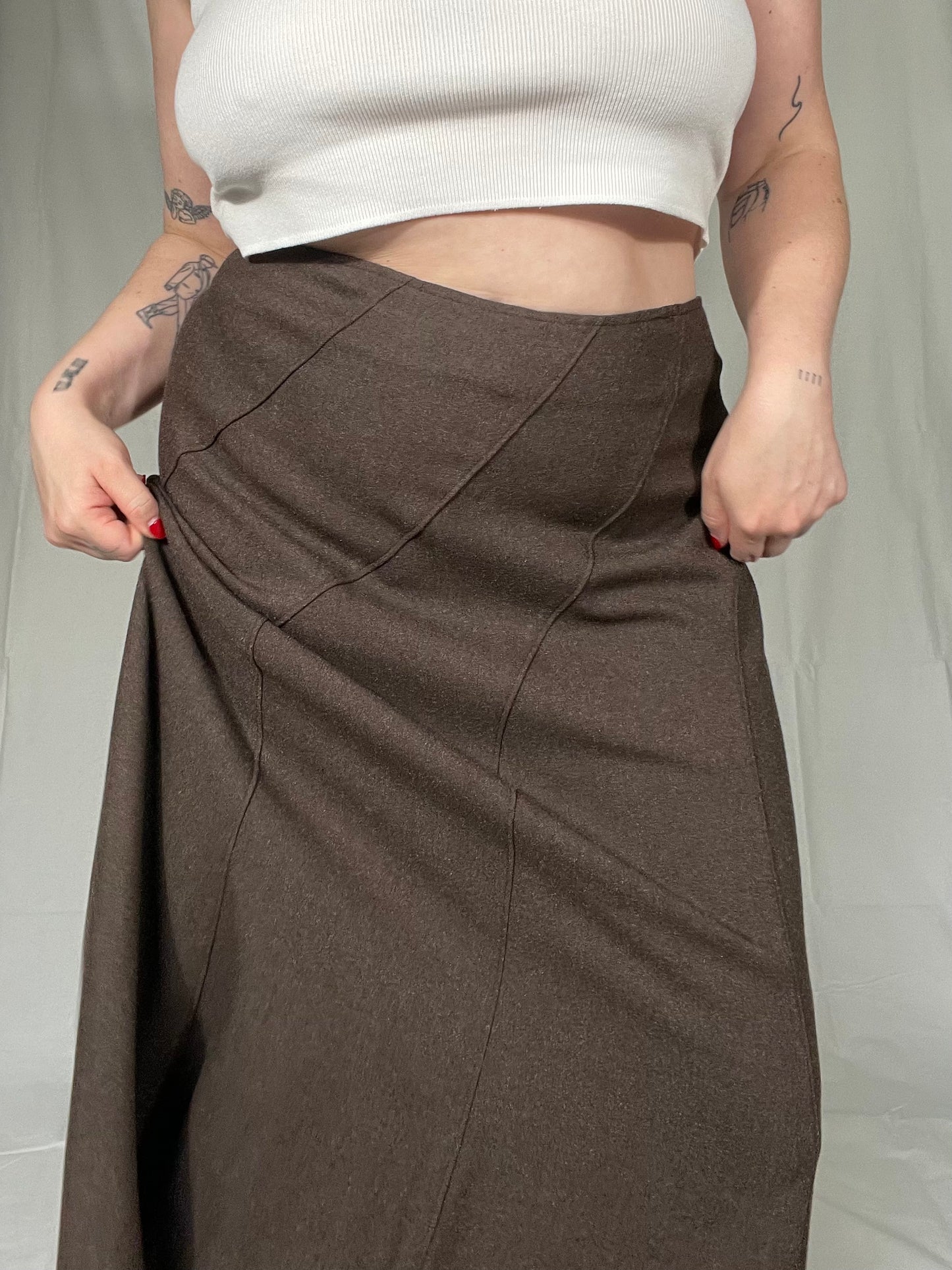 Vintage Brown Midi Skirt