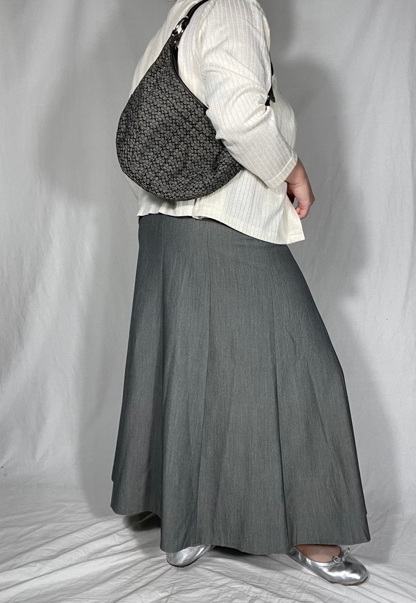 NWT Retro Classic Gray Midi Skirt