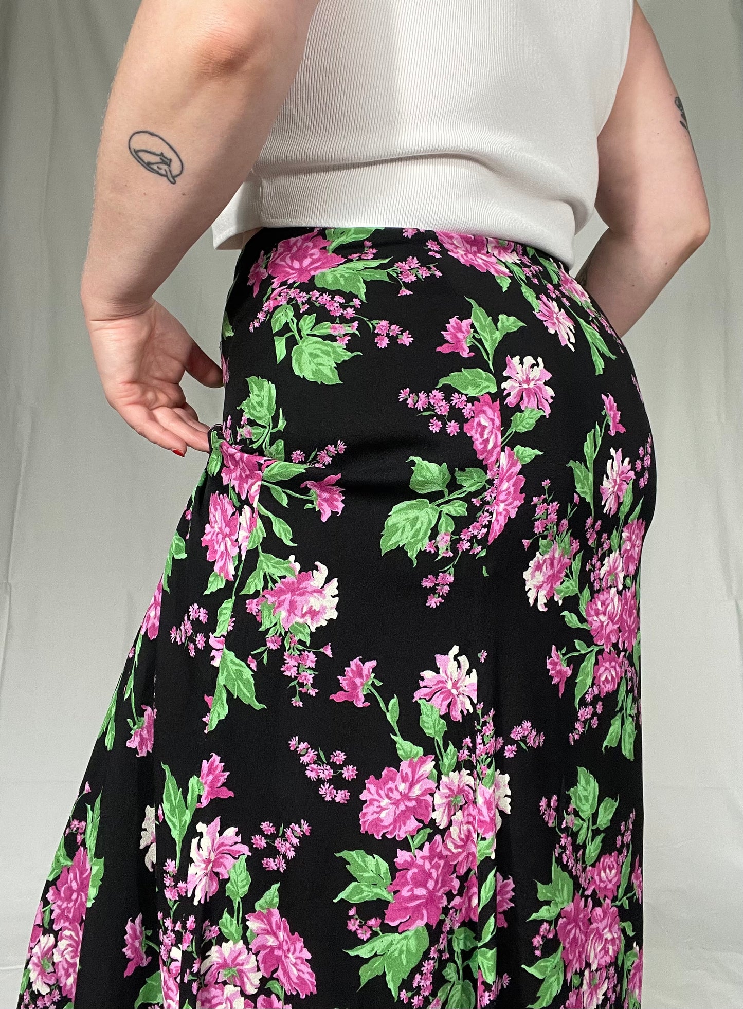 Jones New York Silk Midi Floral Skirt