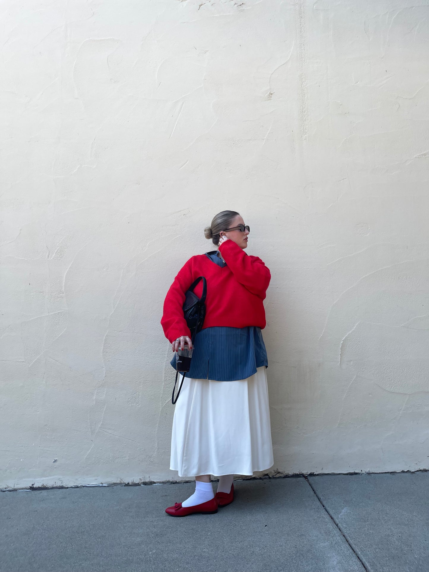 Vintage Classic White Flowy Midi Skirt