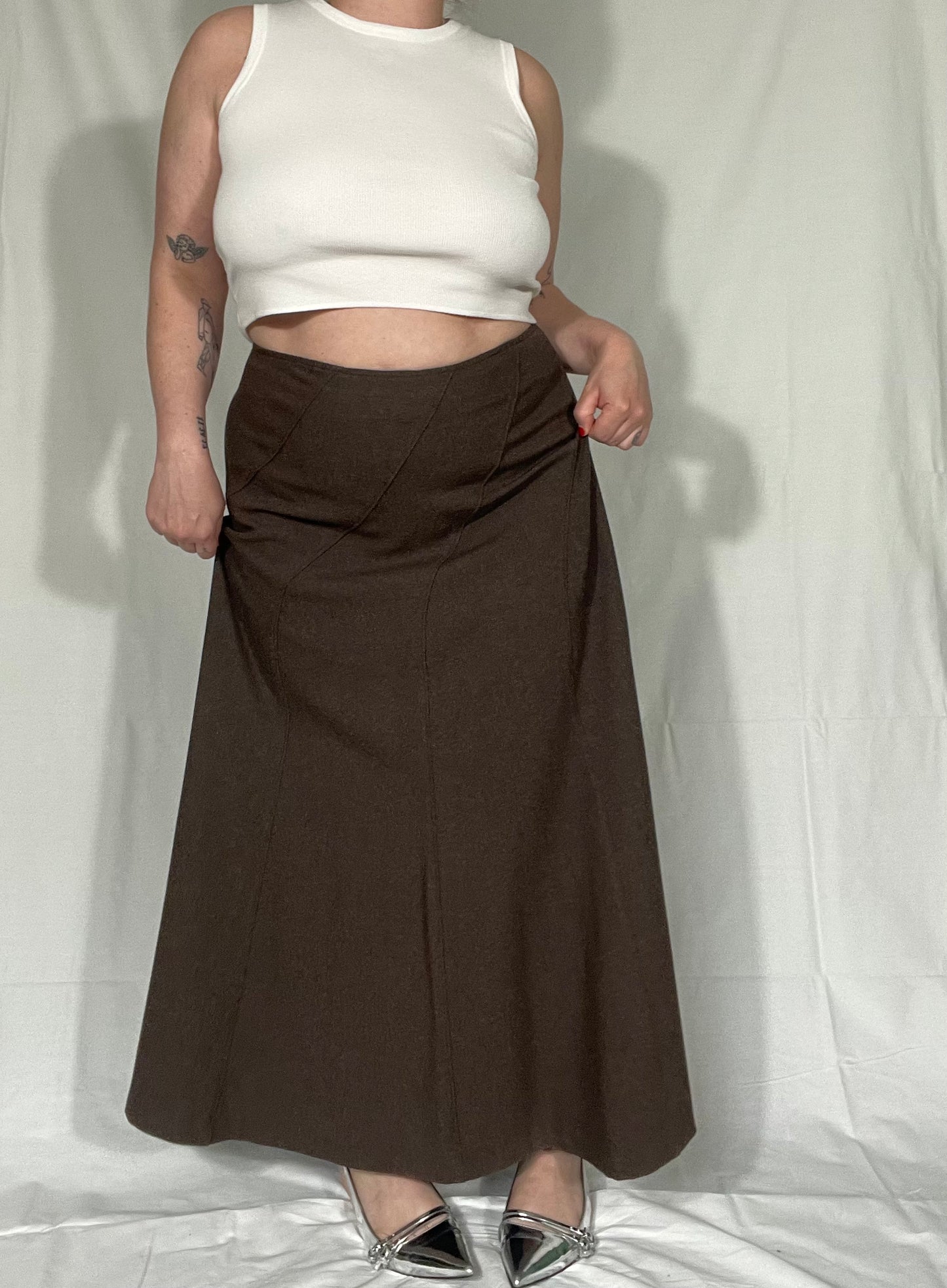 Vintage Brown Midi Skirt