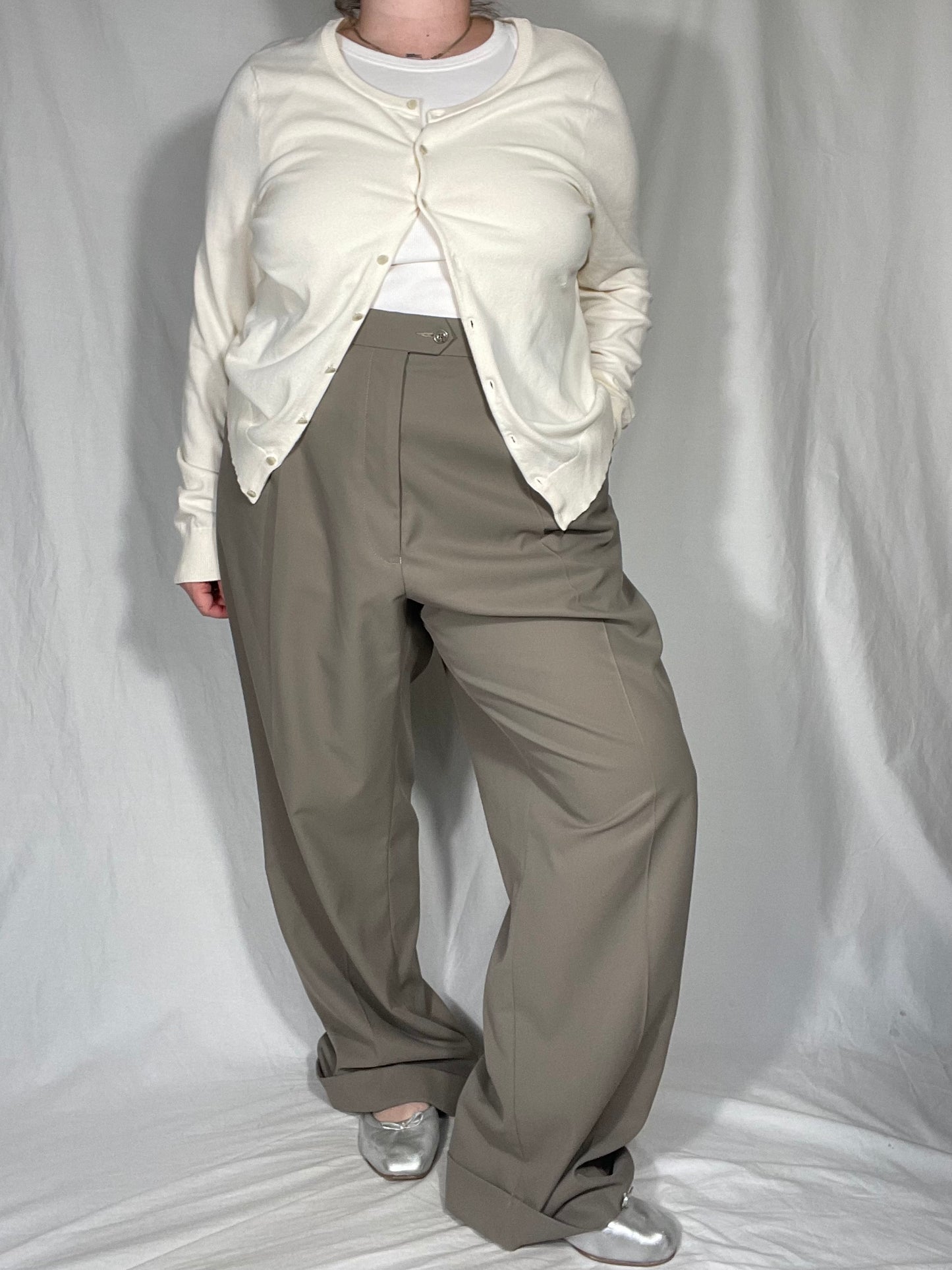 Taupe Pleated “Menswear” Trouser Pant