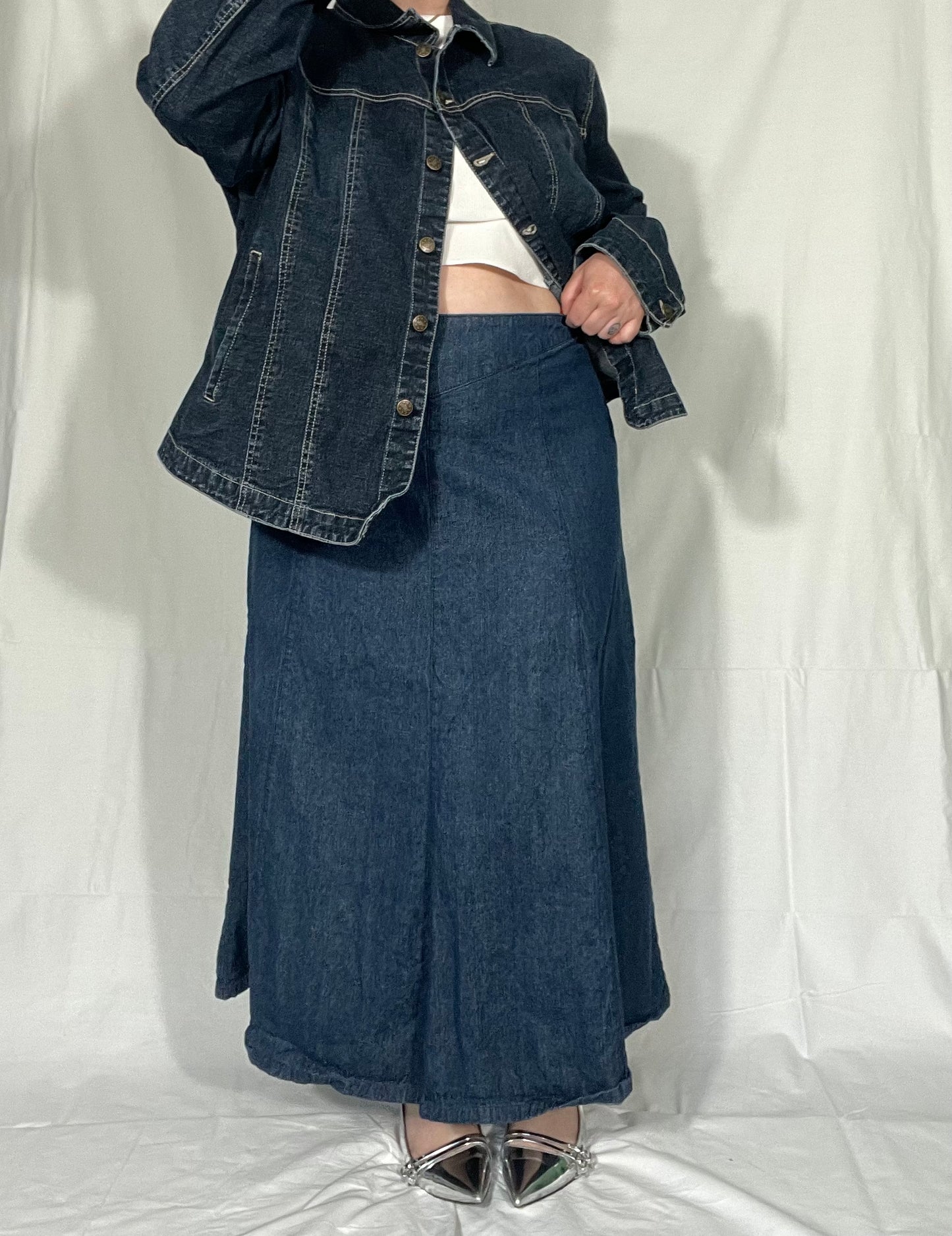 Retro Chadwicks Denim Midi Skirt