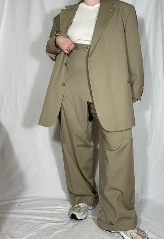 “Menswear” Tan Two Piece Suit Set