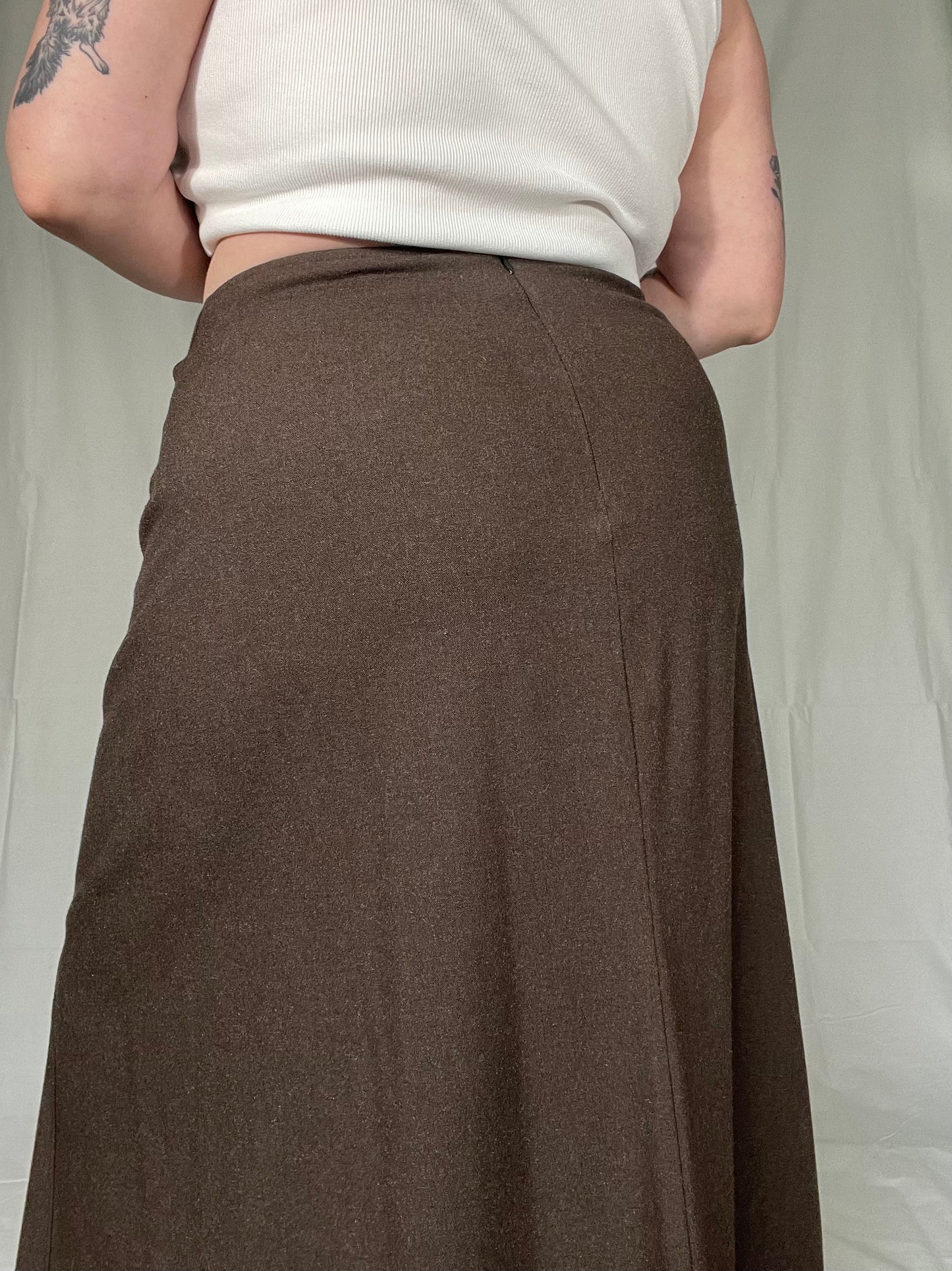 Vintage Brown Midi Skirt