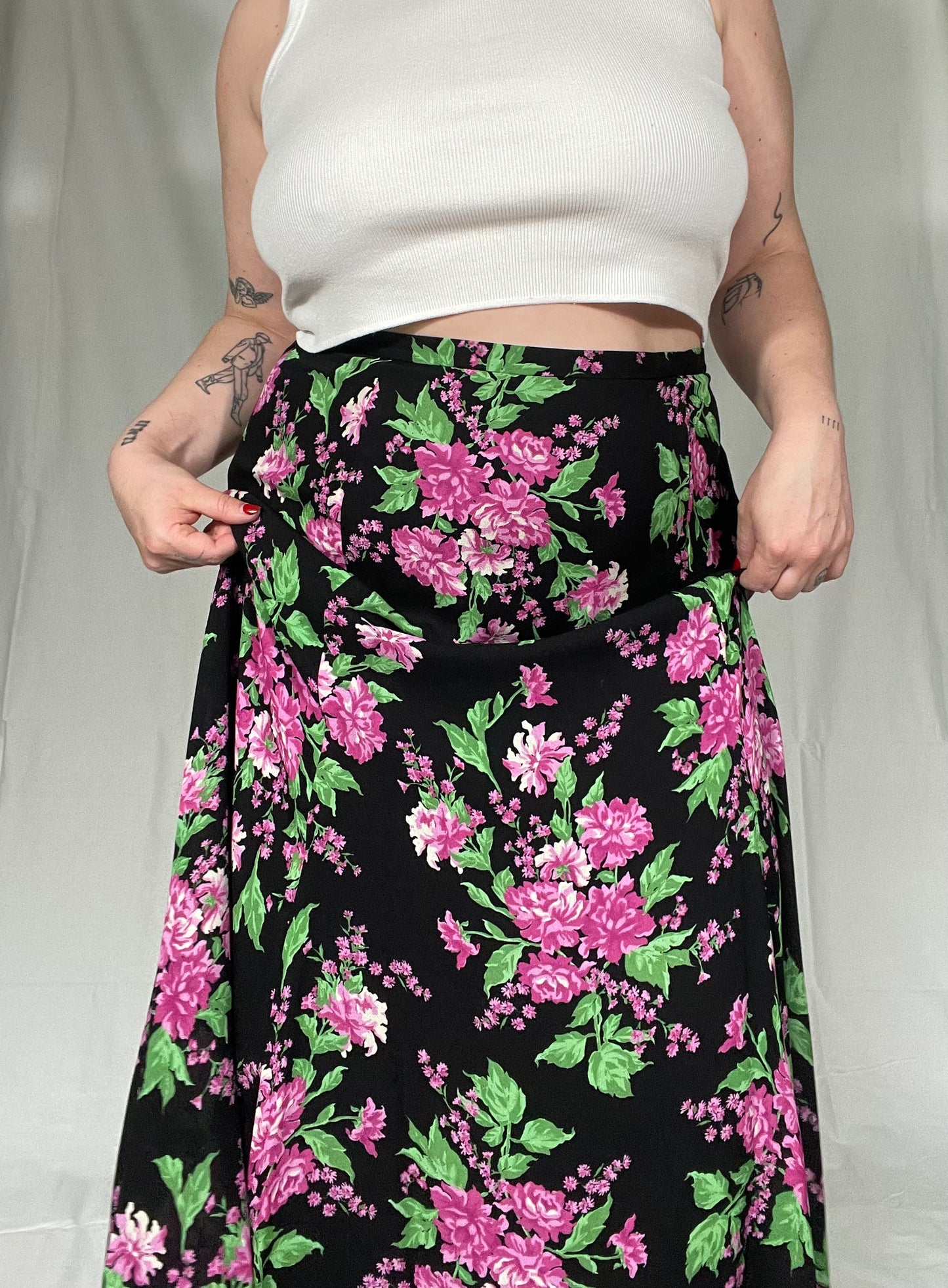 Jones New York Silk Midi Floral Skirt