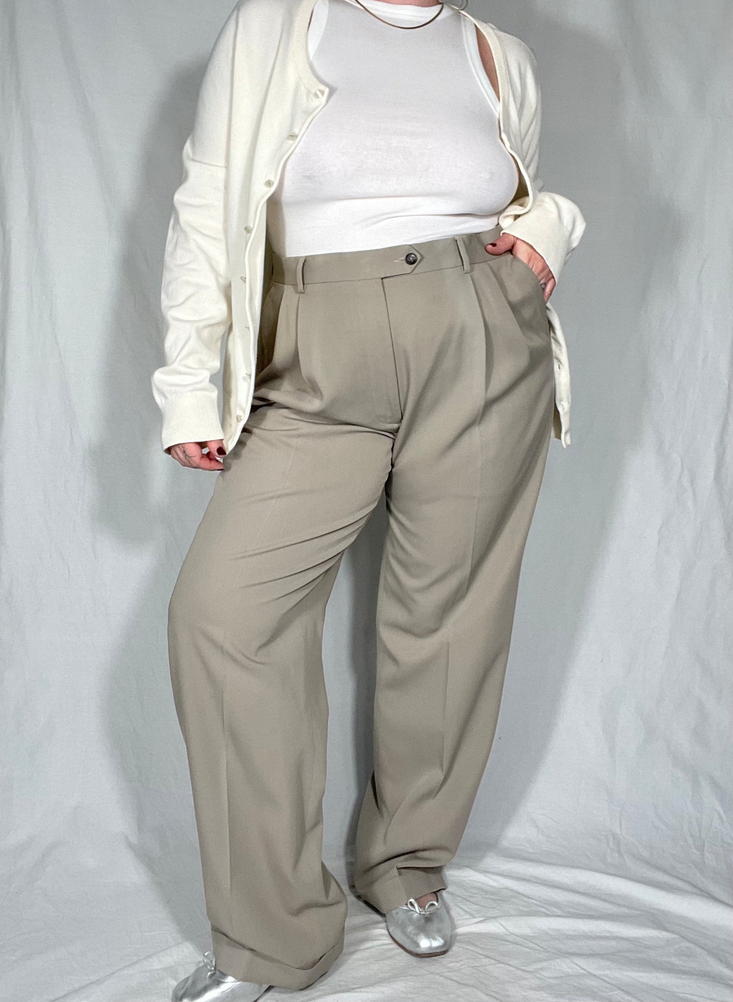 Joseph & Feiss Pleated Taupe Trouser Pant