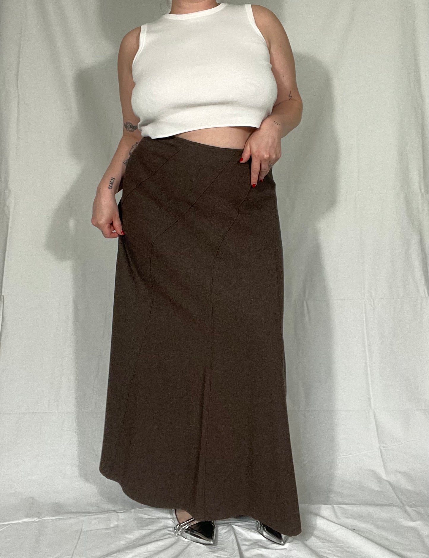 Vintage Brown Midi Skirt