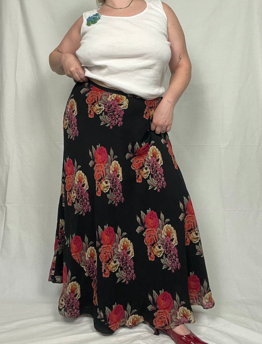 Retro Jones NY Silk Midi/Maxi Skirt