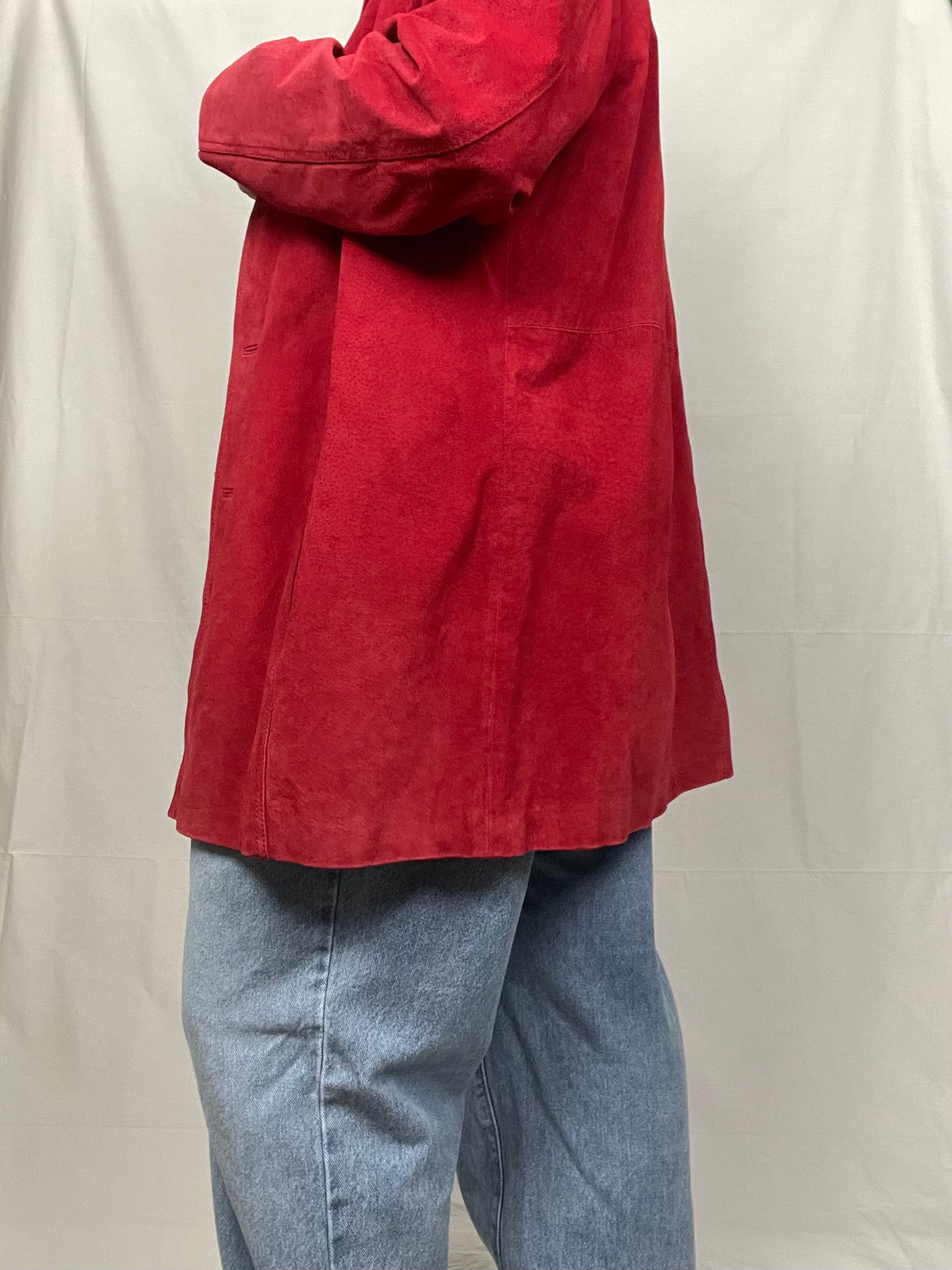 Vintage Red Suede Leather Jacket