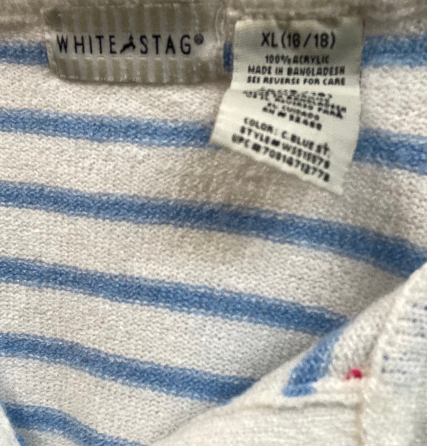 Retro Blue and White Striped Collared Knit Top