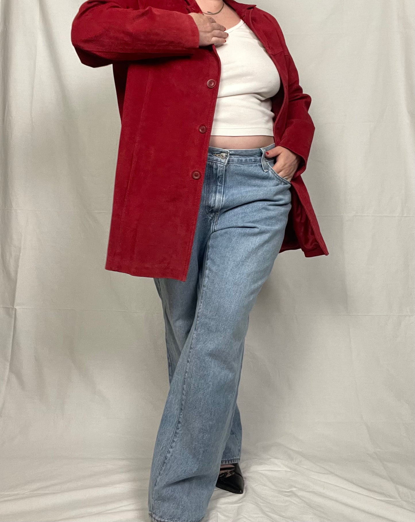 Vintage Red Suede Leather Jacket