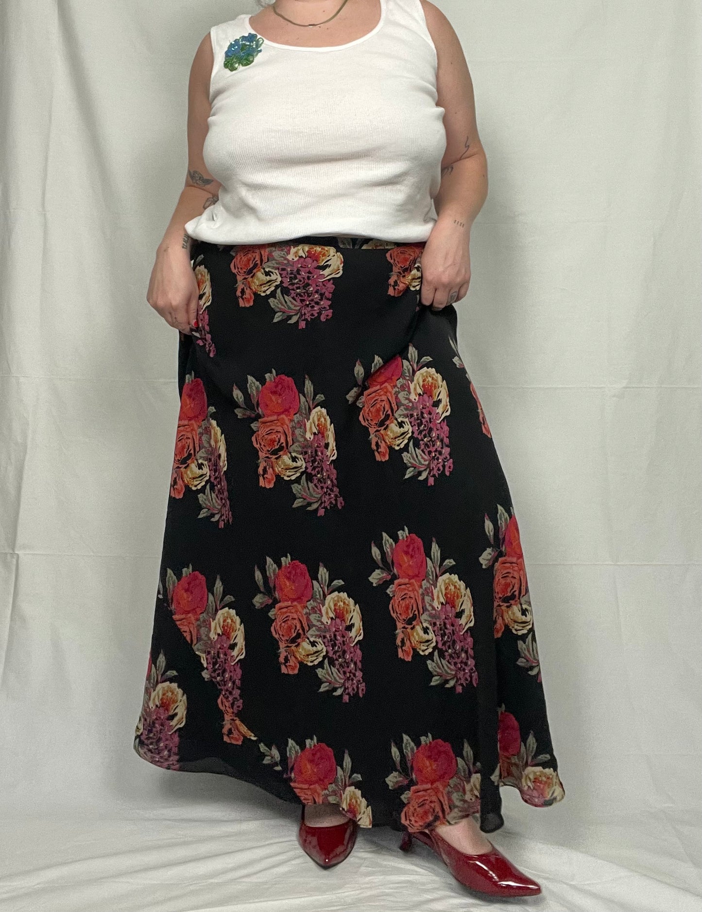 Retro Jones NY Silk Midi/Maxi Skirt