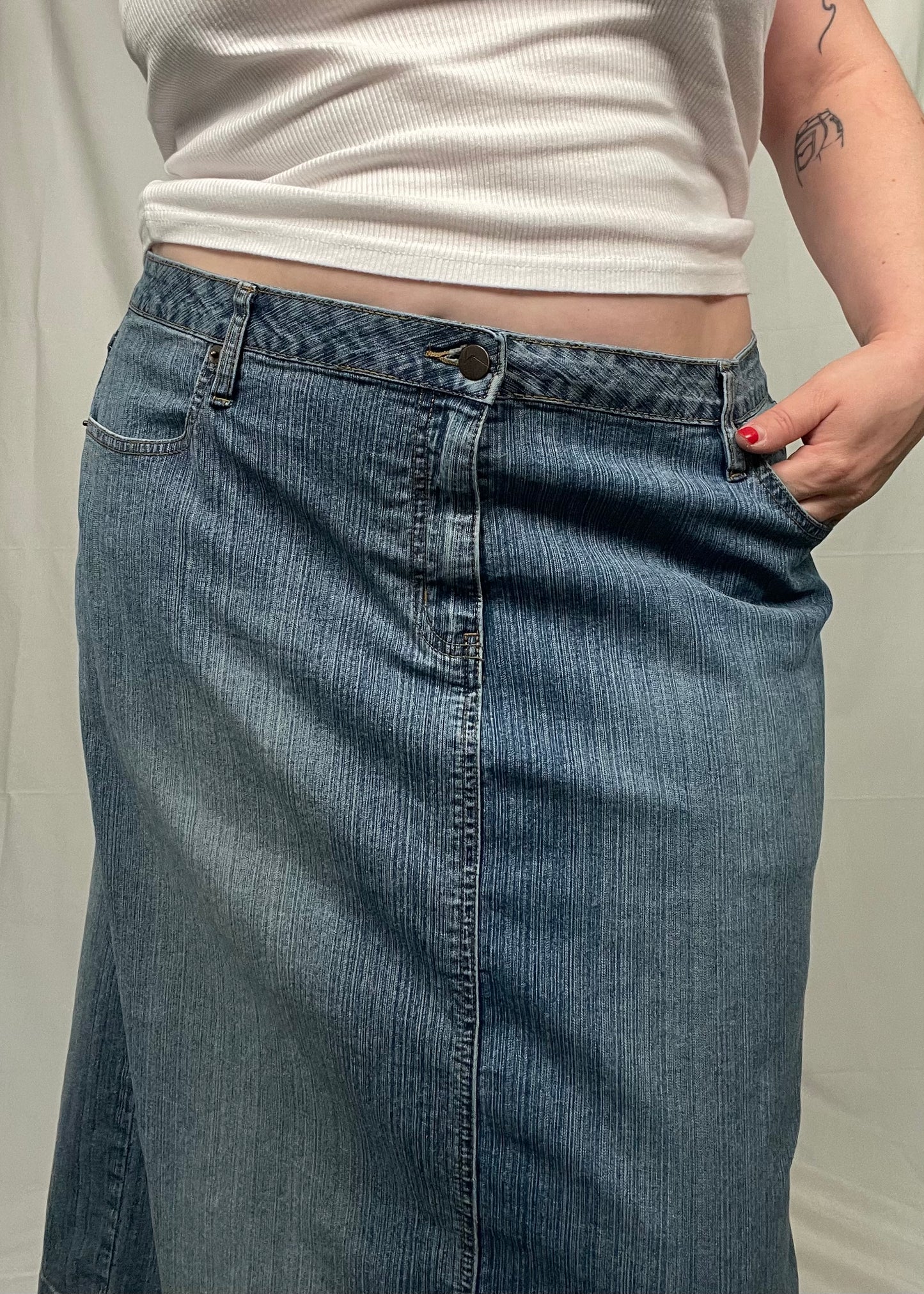 Y2K Denim Midi Skirt