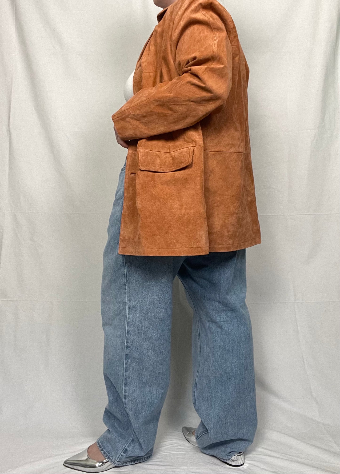 NWT Orange Suede Leather Jacket