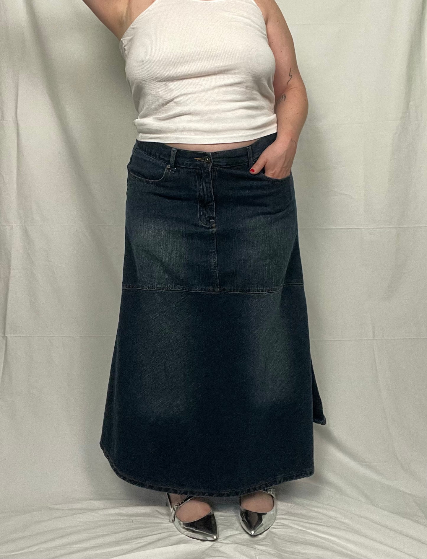 Vintage Y2K Denim Midi Skirt