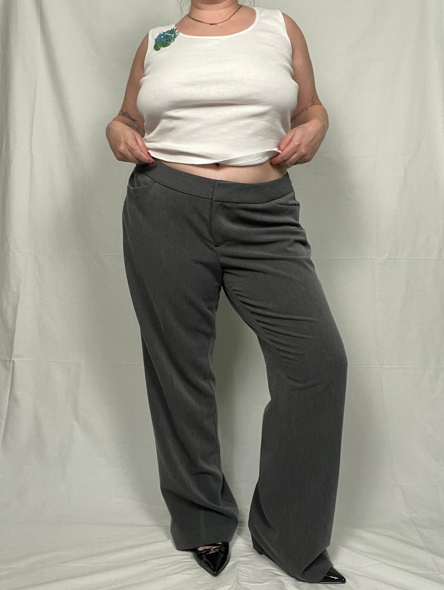 Retro Low/Mid Rise Classic Gray Trouser Pant