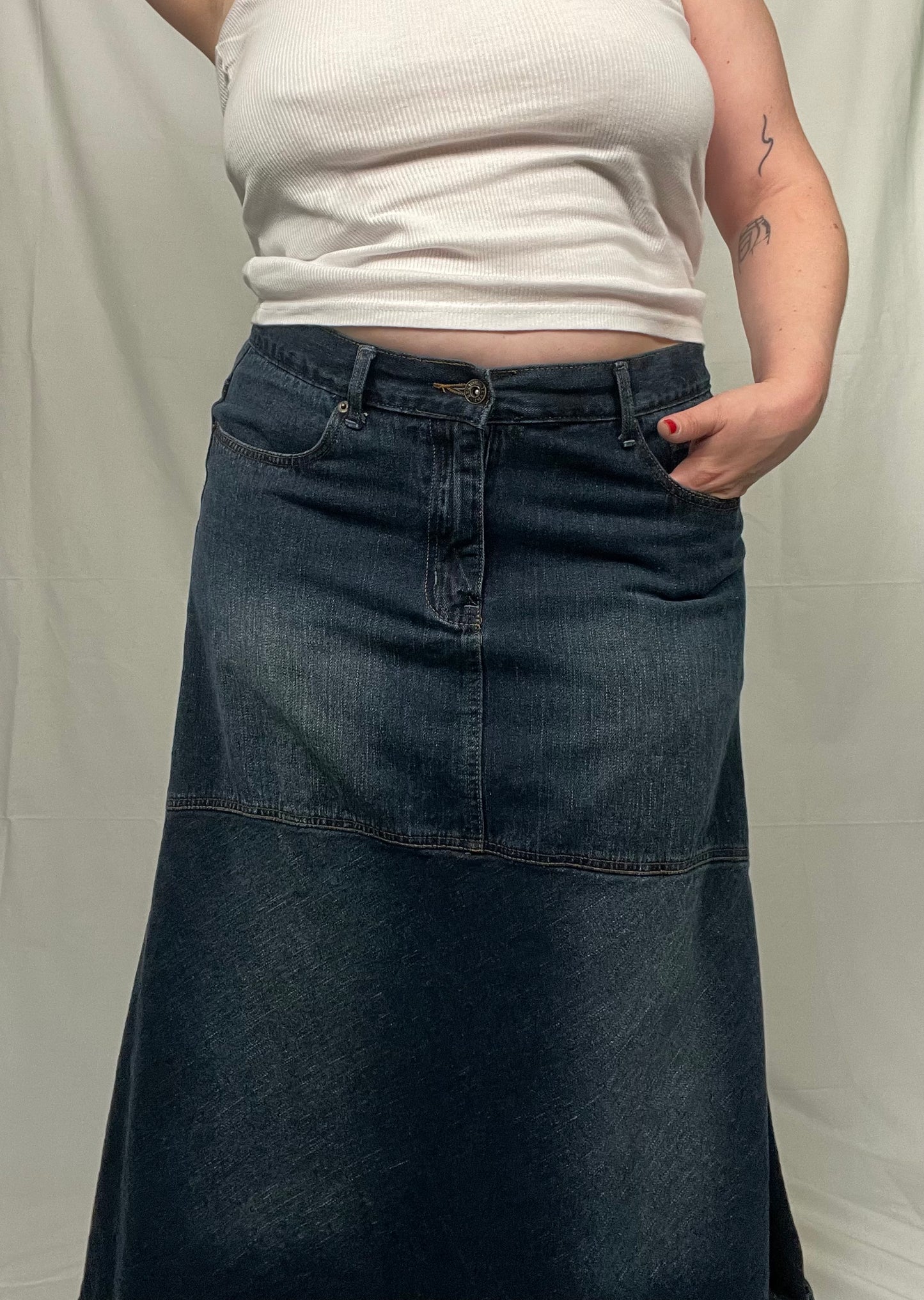 Vintage Y2K Denim Midi Skirt