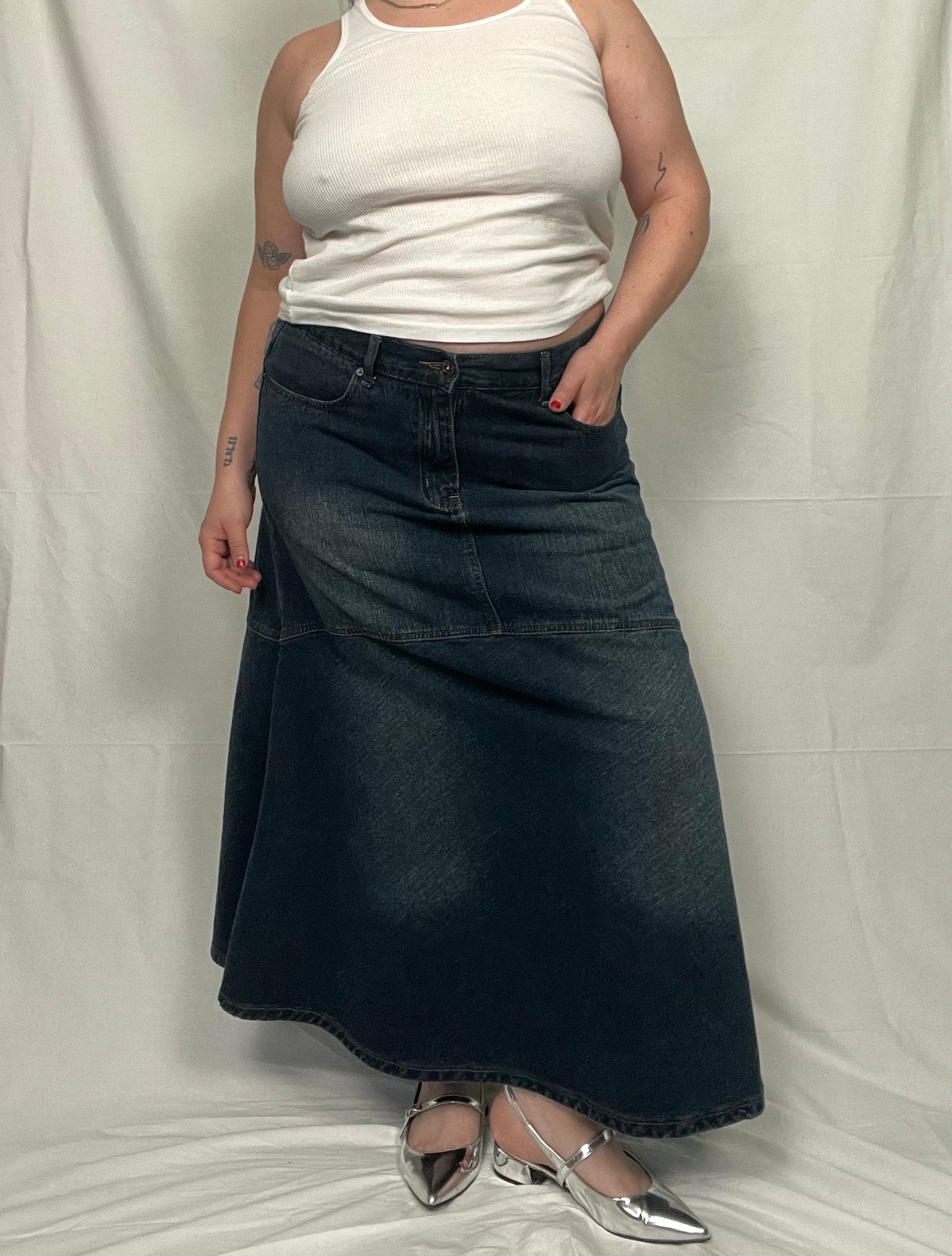 Vintage Y2K Denim Midi Skirt