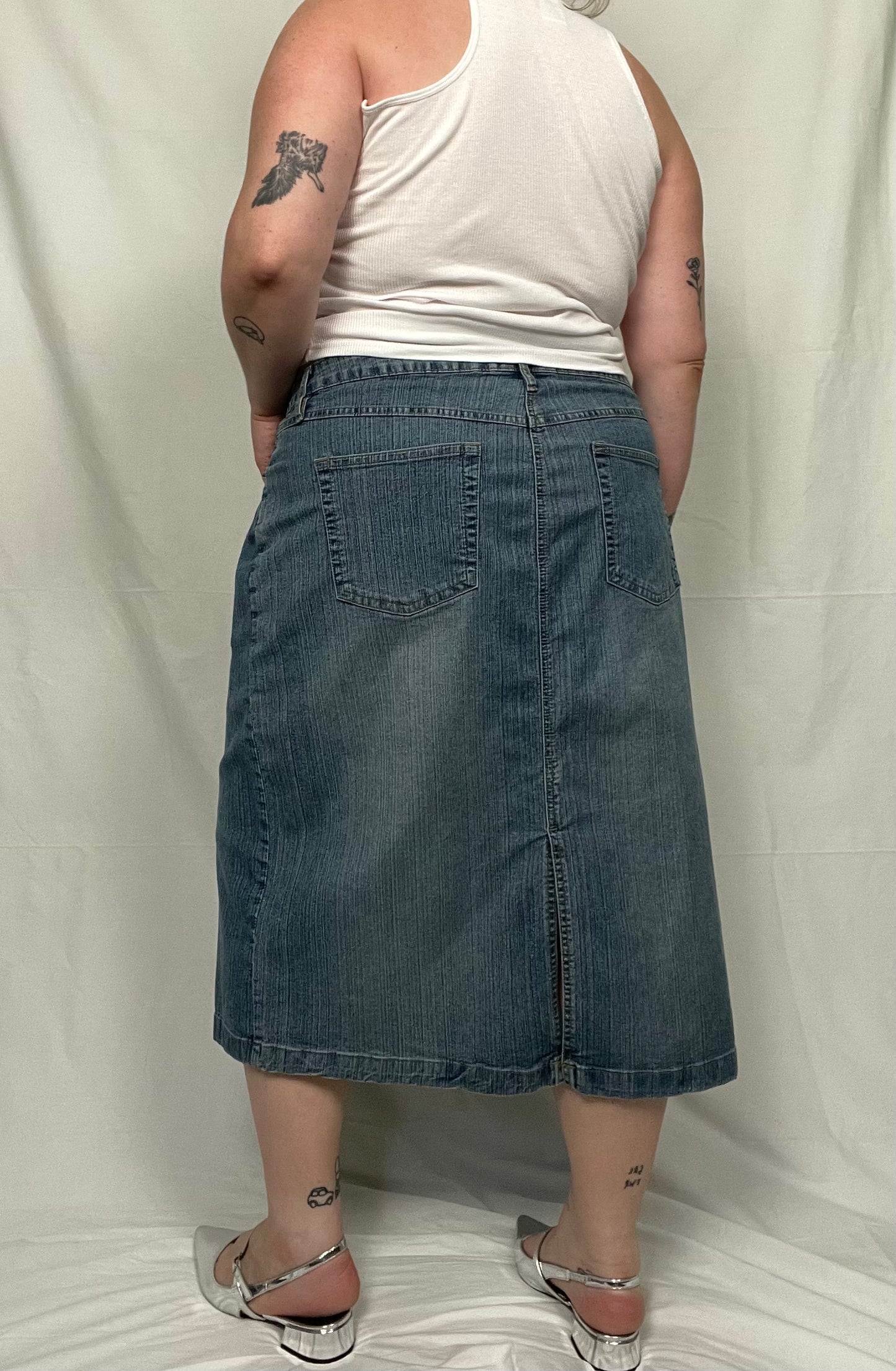 Y2K Denim Midi Skirt