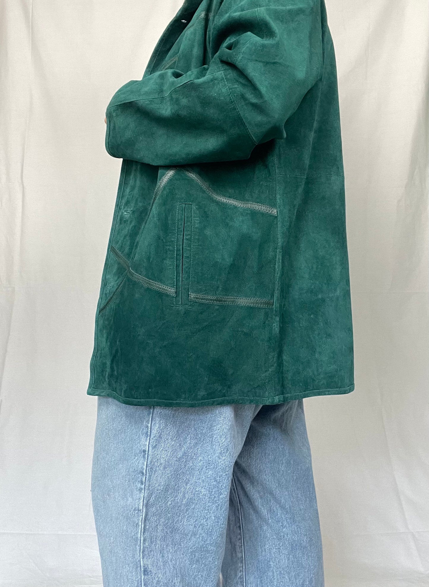 NWT Retro Emerald Green Leather Suede Jacket