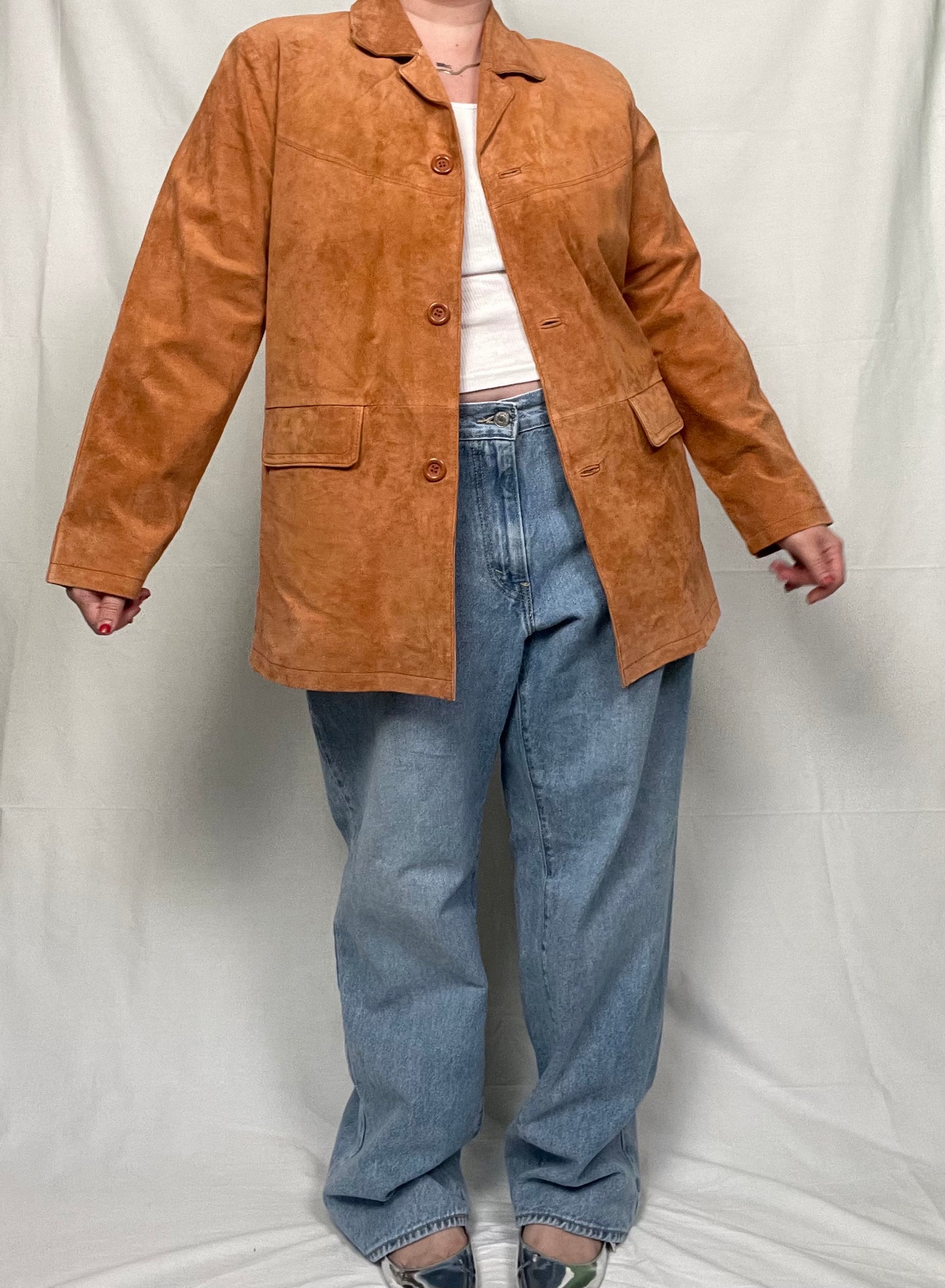 NWT Orange Suede Leather Jacket