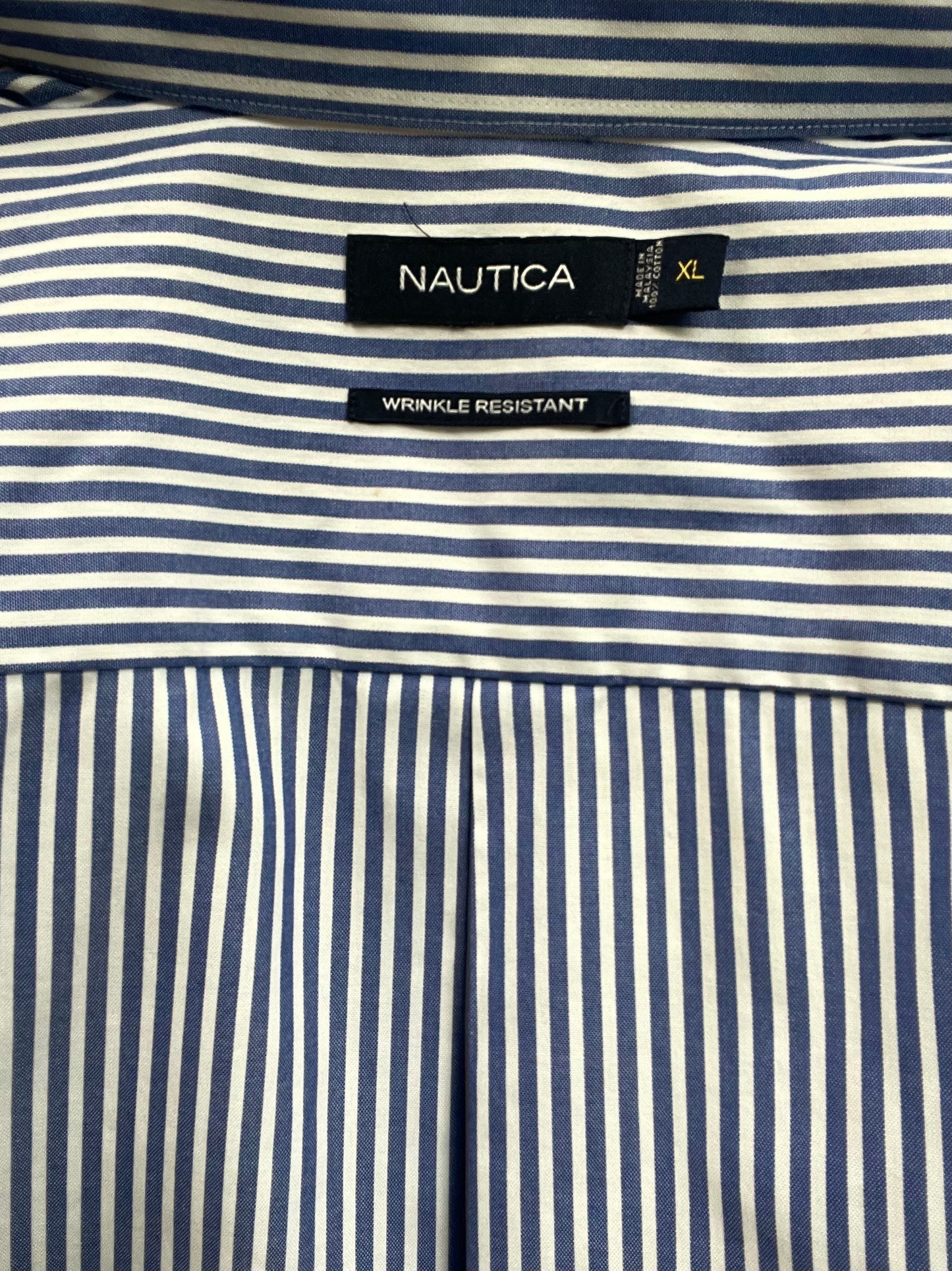 Classic Nautica Blue and White Striped Button Down