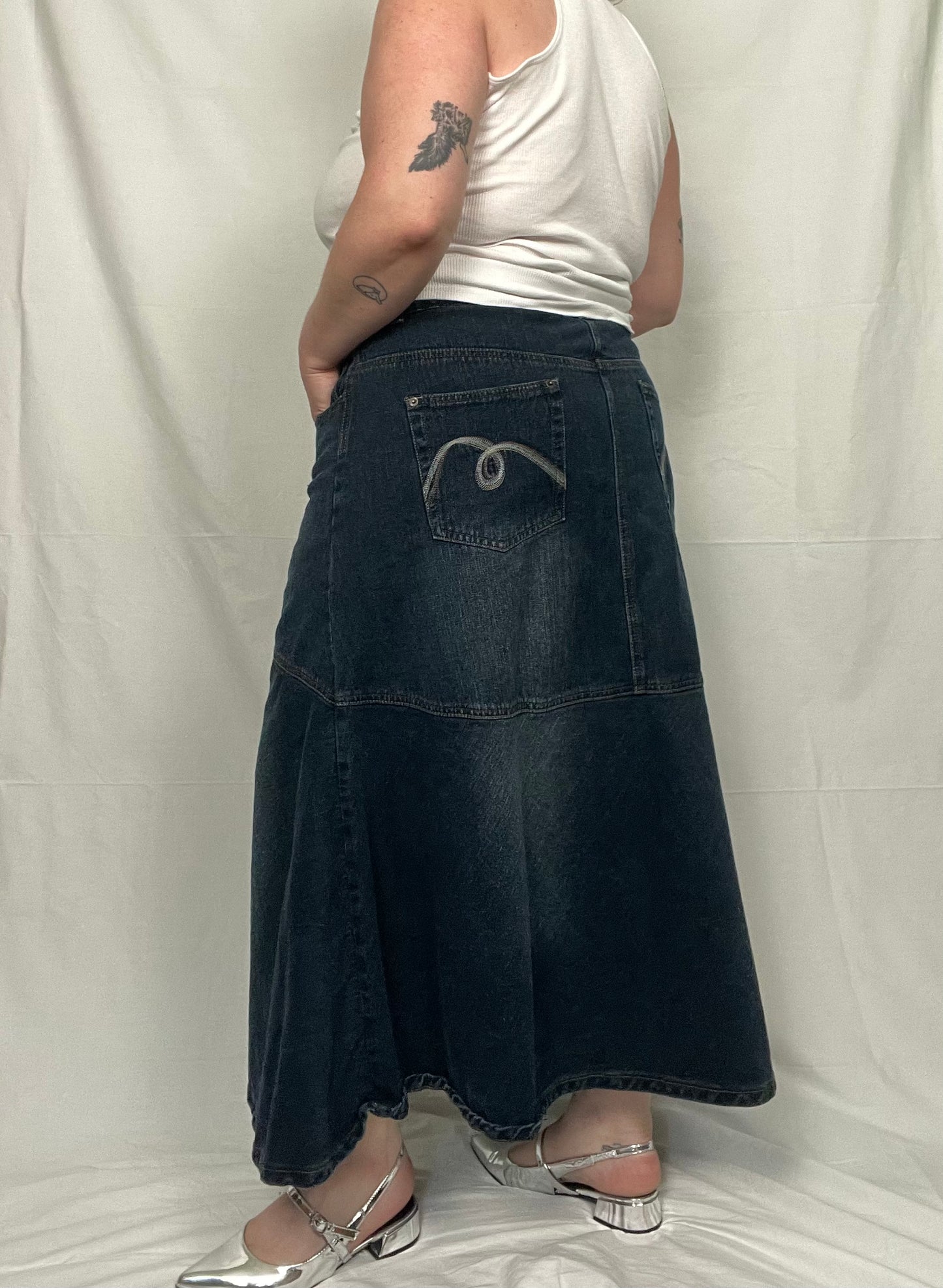 Vintage Y2K Denim Midi Skirt