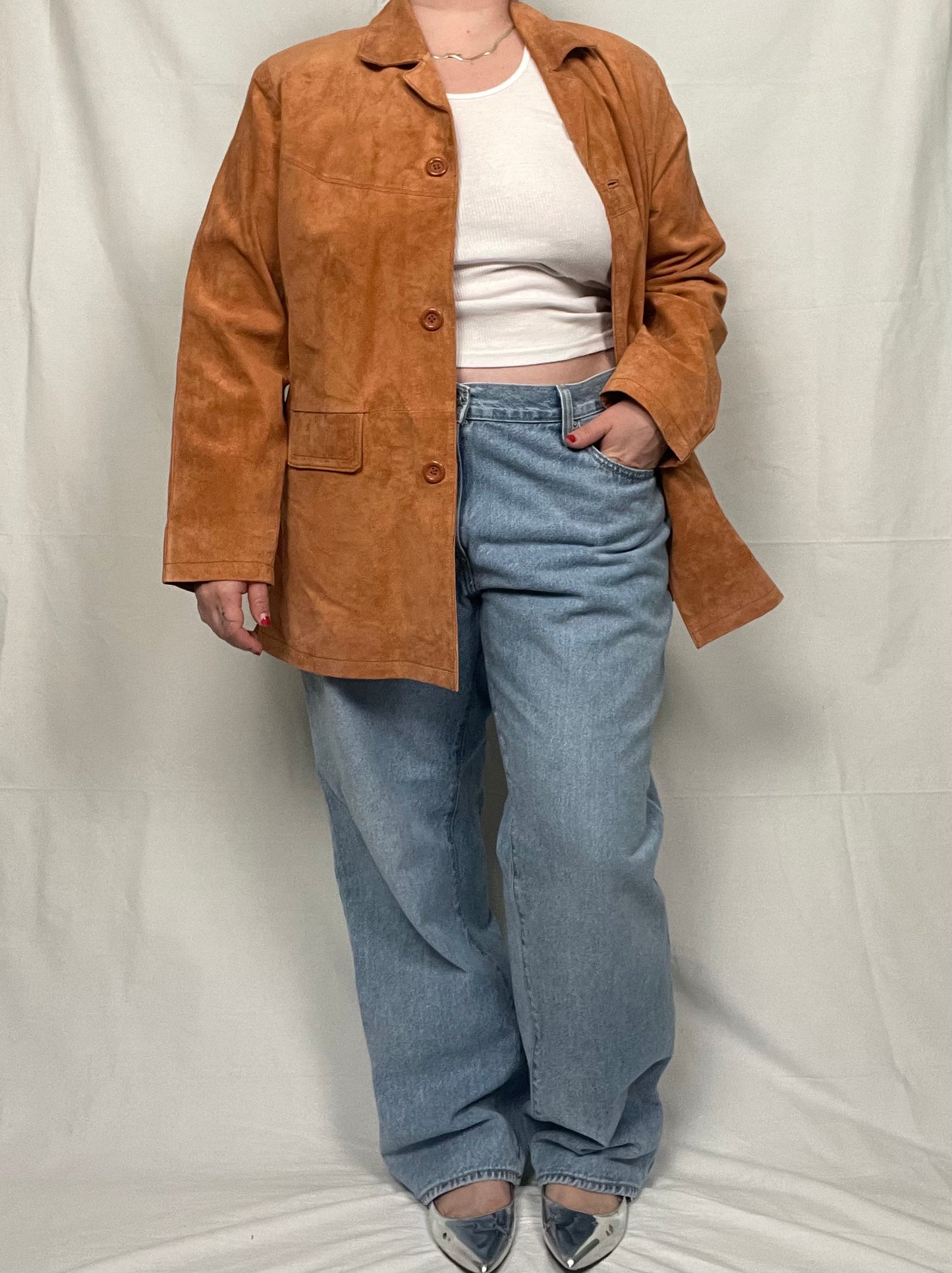 NWT Orange Suede Leather Jacket